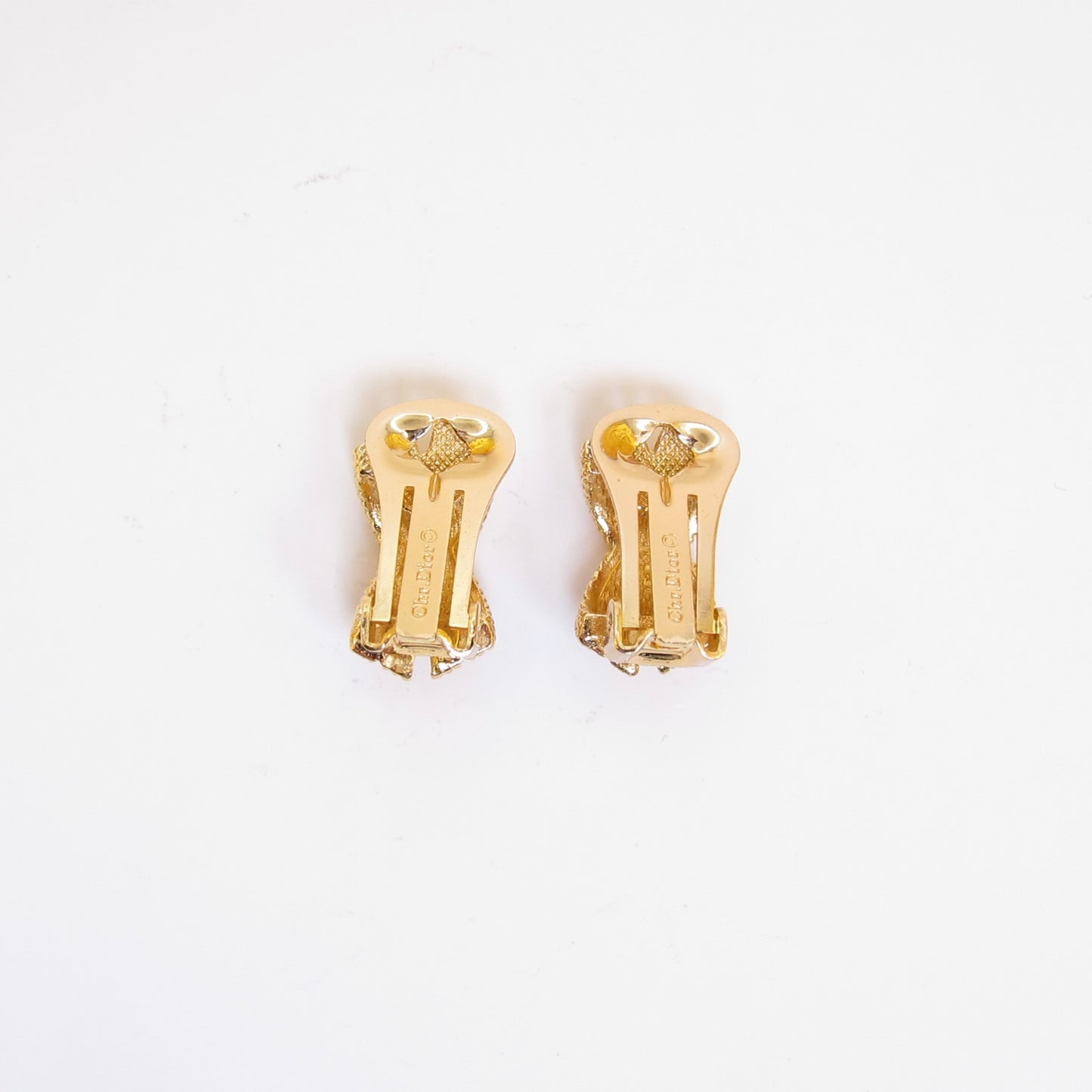 Christian Dior Vintage Cross Golden Clip-on Earrings