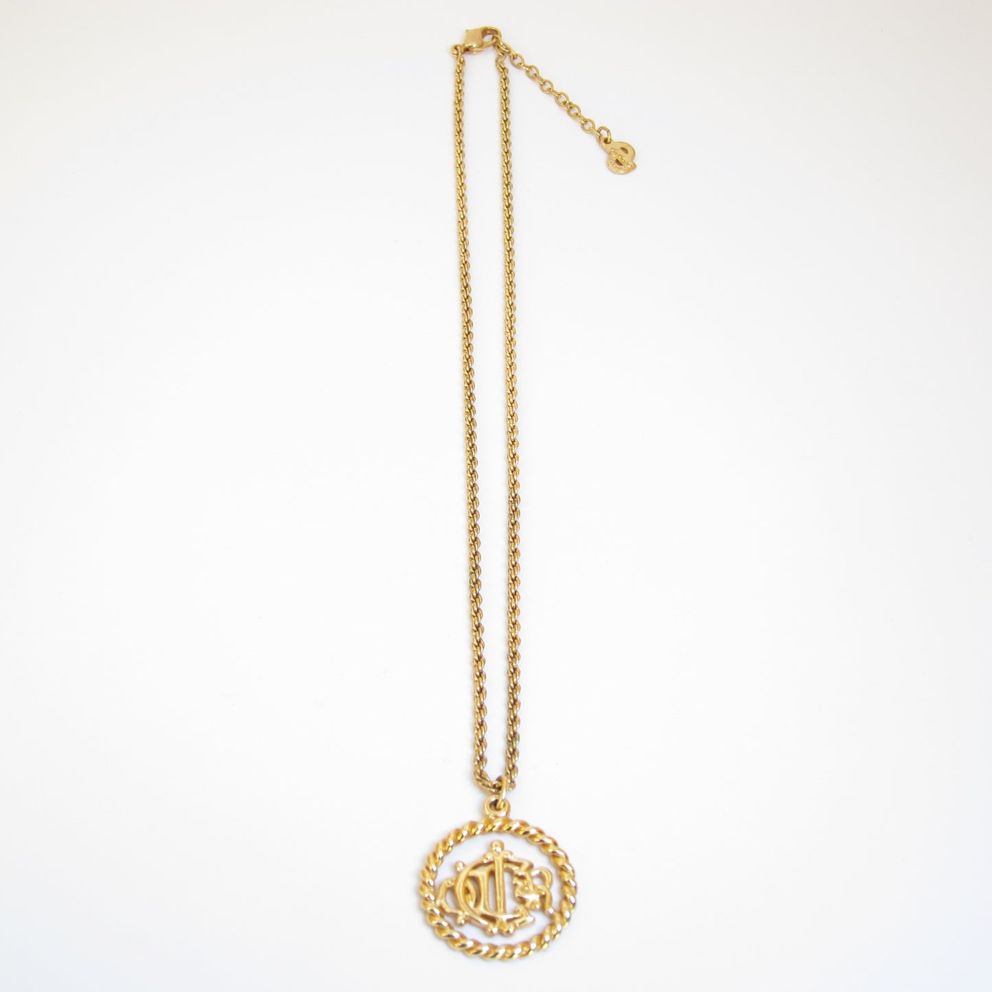 Christian Dior Vintage Dior Logo in Twist Circle Golden Necklace