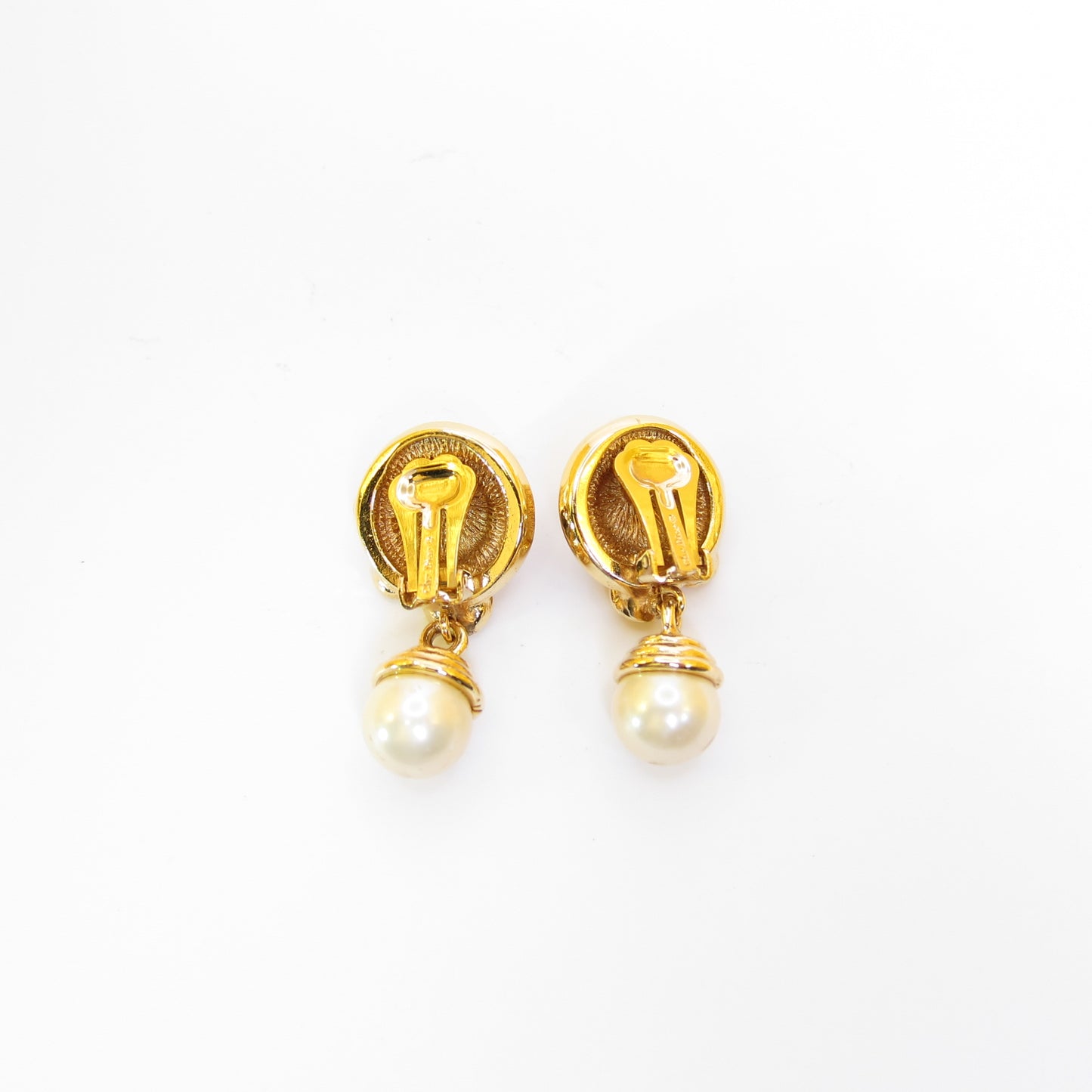 Christian Dior Vintage Pearl Motif Golden Clip-on Earrings