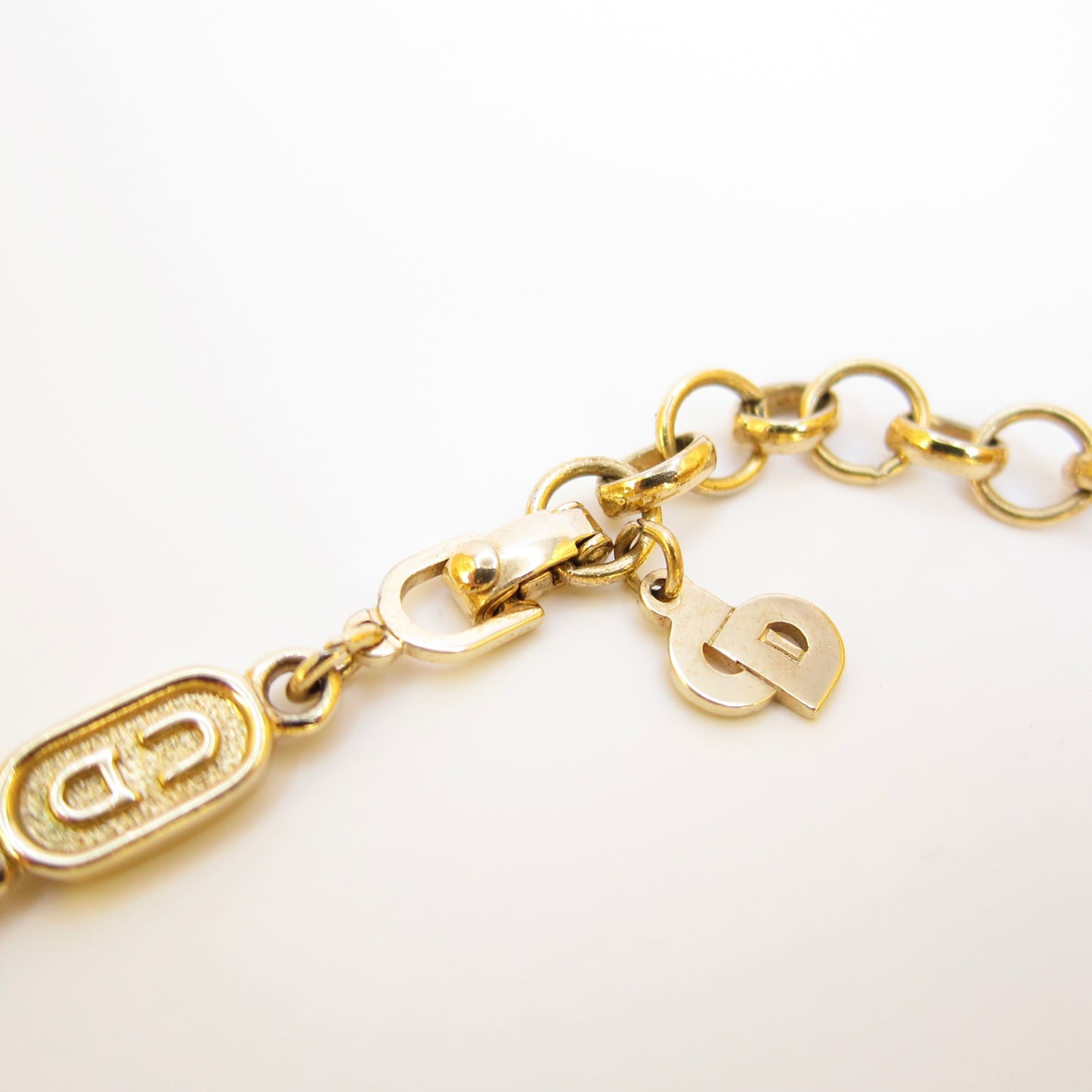 Christian Dior Vintage CD Logo Motif Golden Necklace