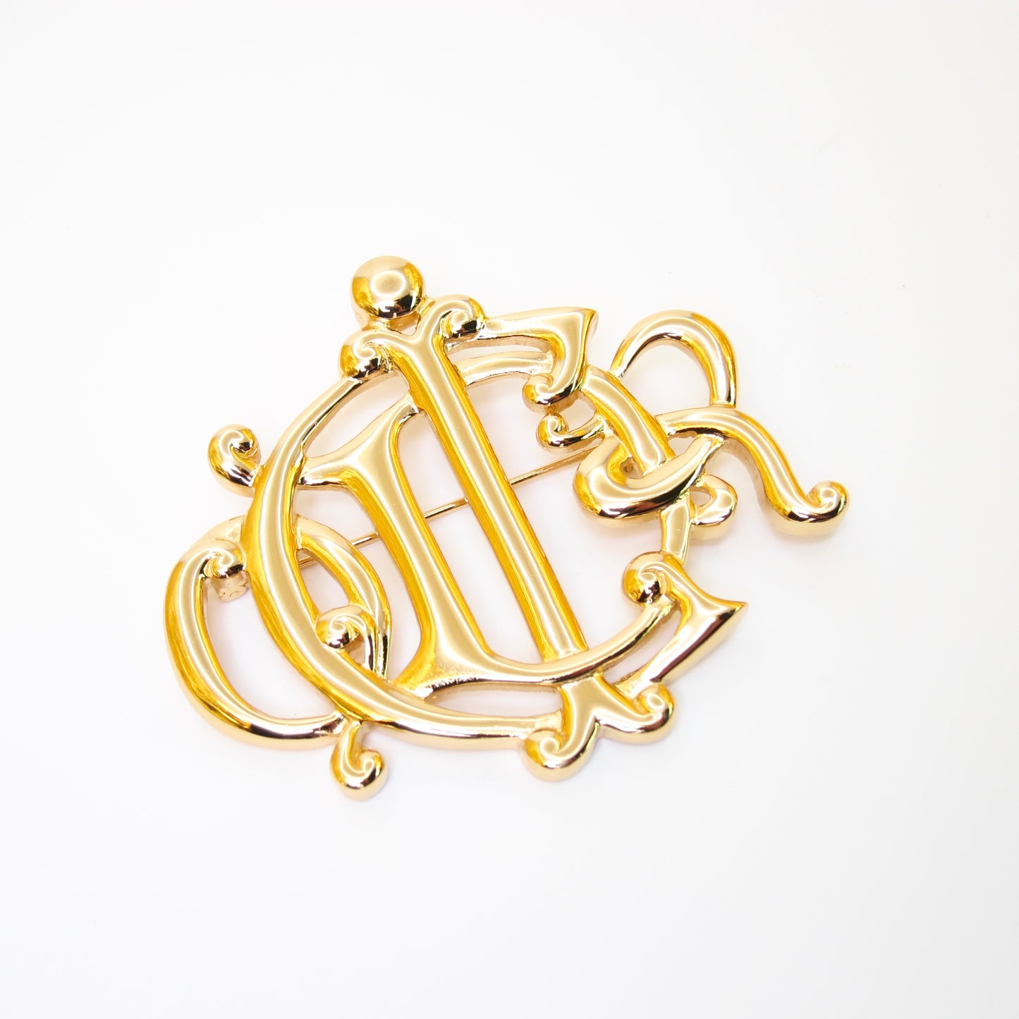 Christian Dior Vintage Dior Logo Golden Brooch