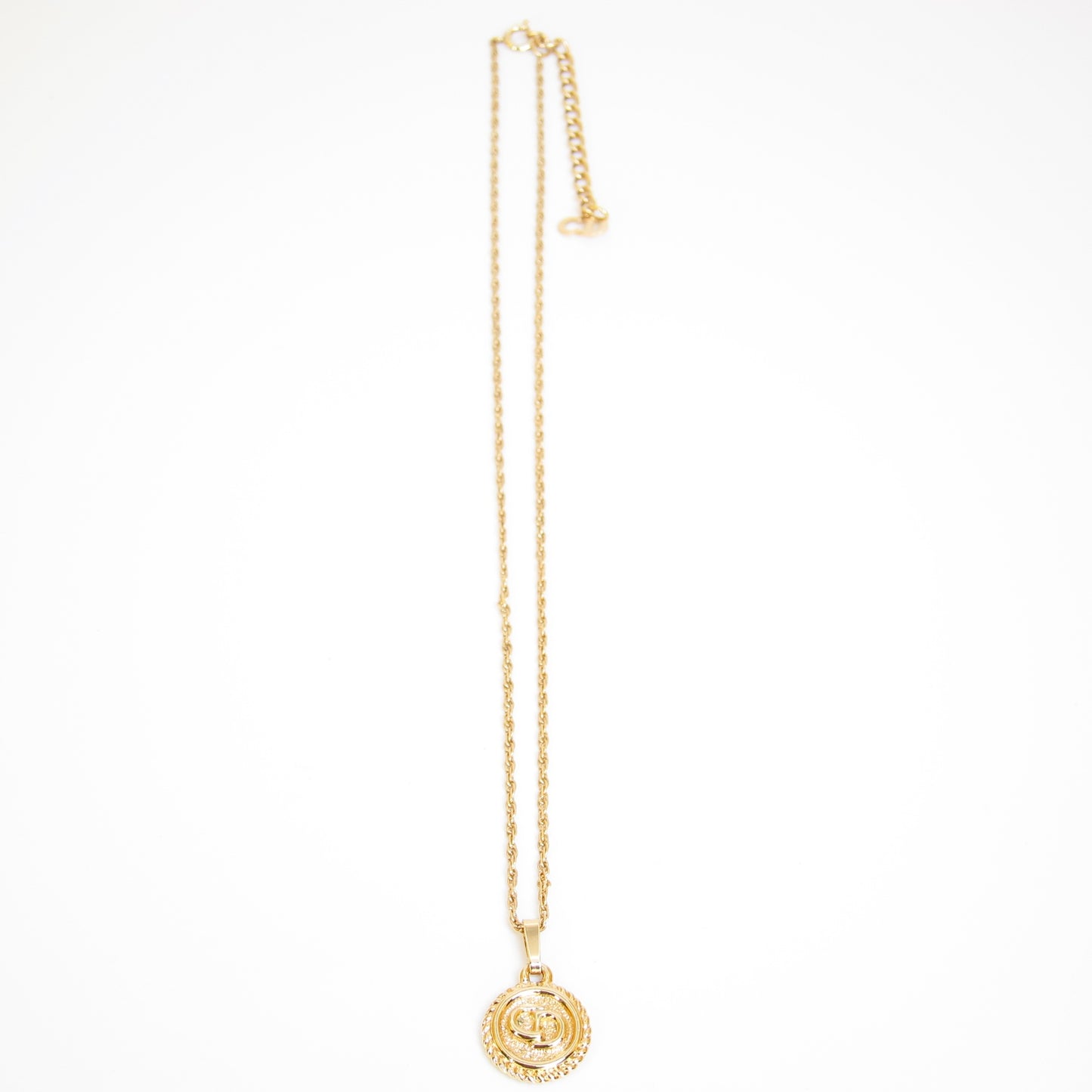 Christian Dior Vintage CD Logo in Circle Golden Necklace