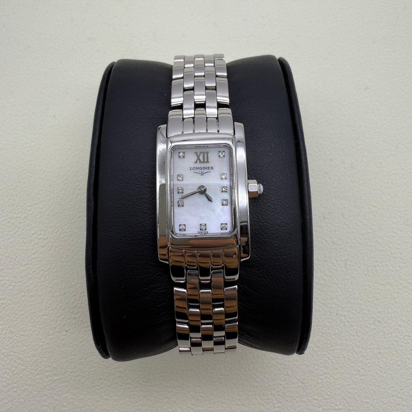 Longines Vintage Rectangle Pearl Face Stainless Steel Watch
