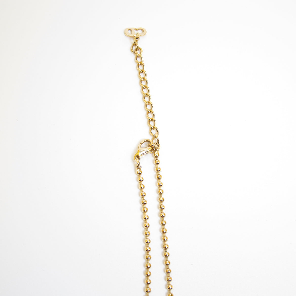 Christian Dior 中古彩色飾石垂墜金色頸鏈,42 厘米