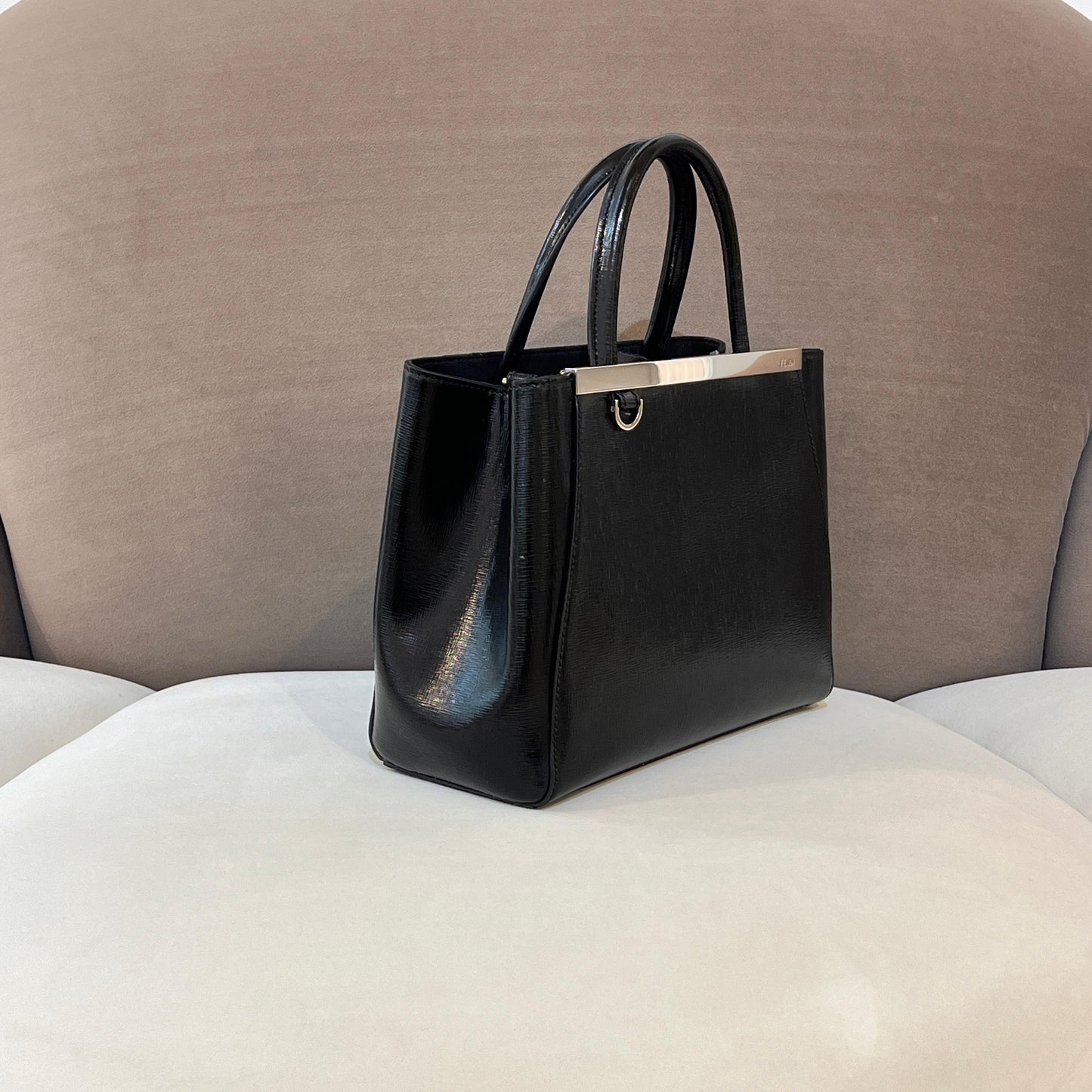 Fendi Vintage 2Jours Black Leather 2-Way Shoulder Bag