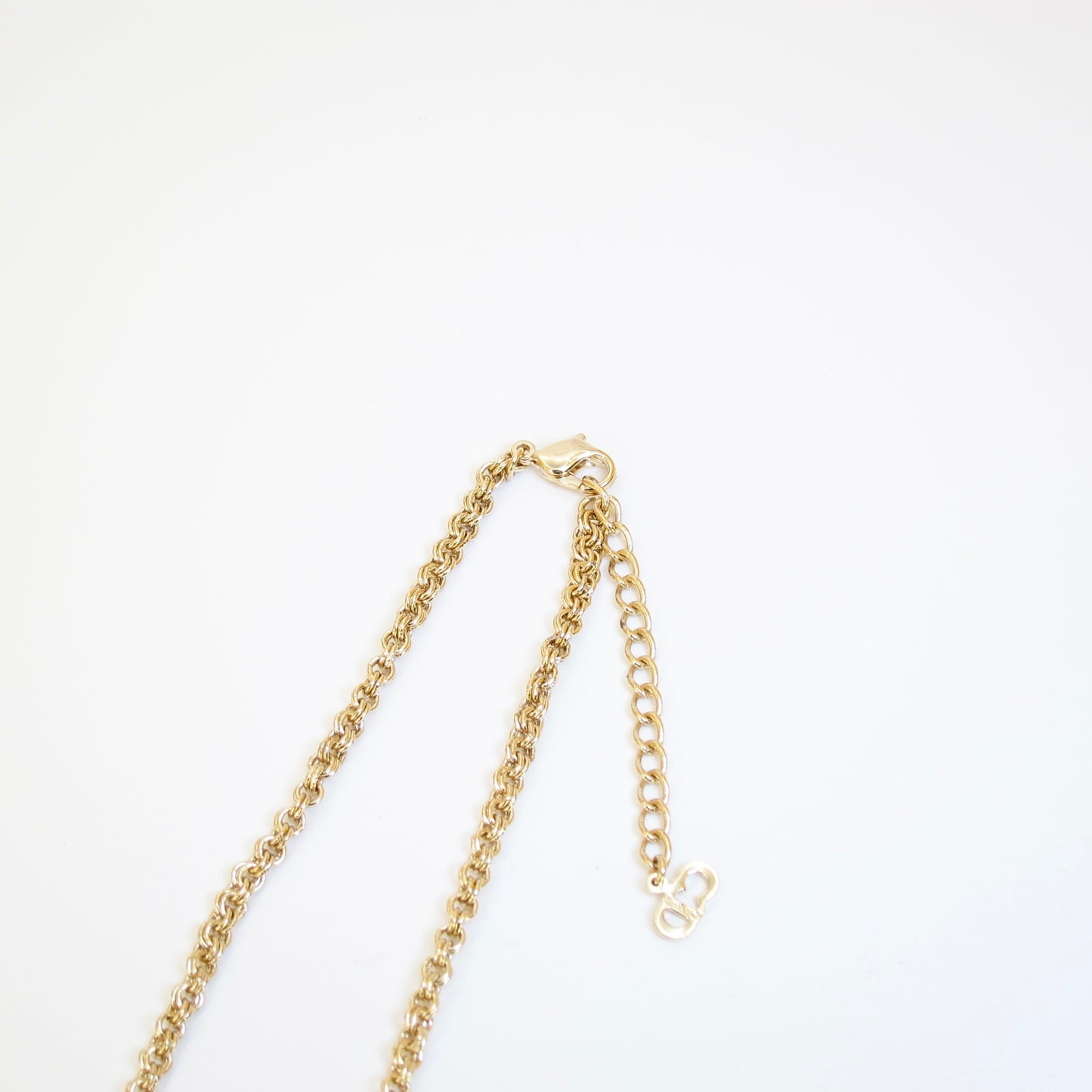 Christian Dior Vintage CD Logo and Rhinestone Golden Necklace