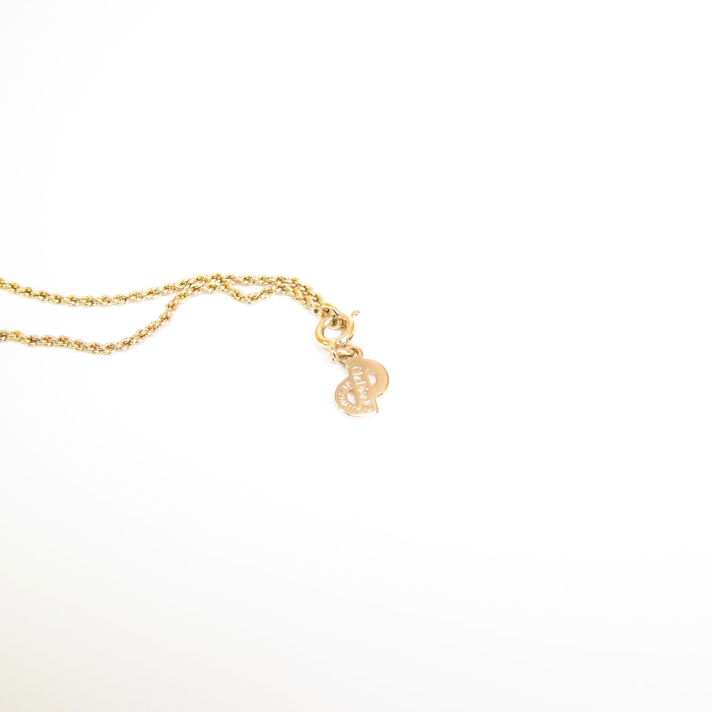 Christian Dior Vintage Dior Logo on Rhombus Silver and Golden Necklace