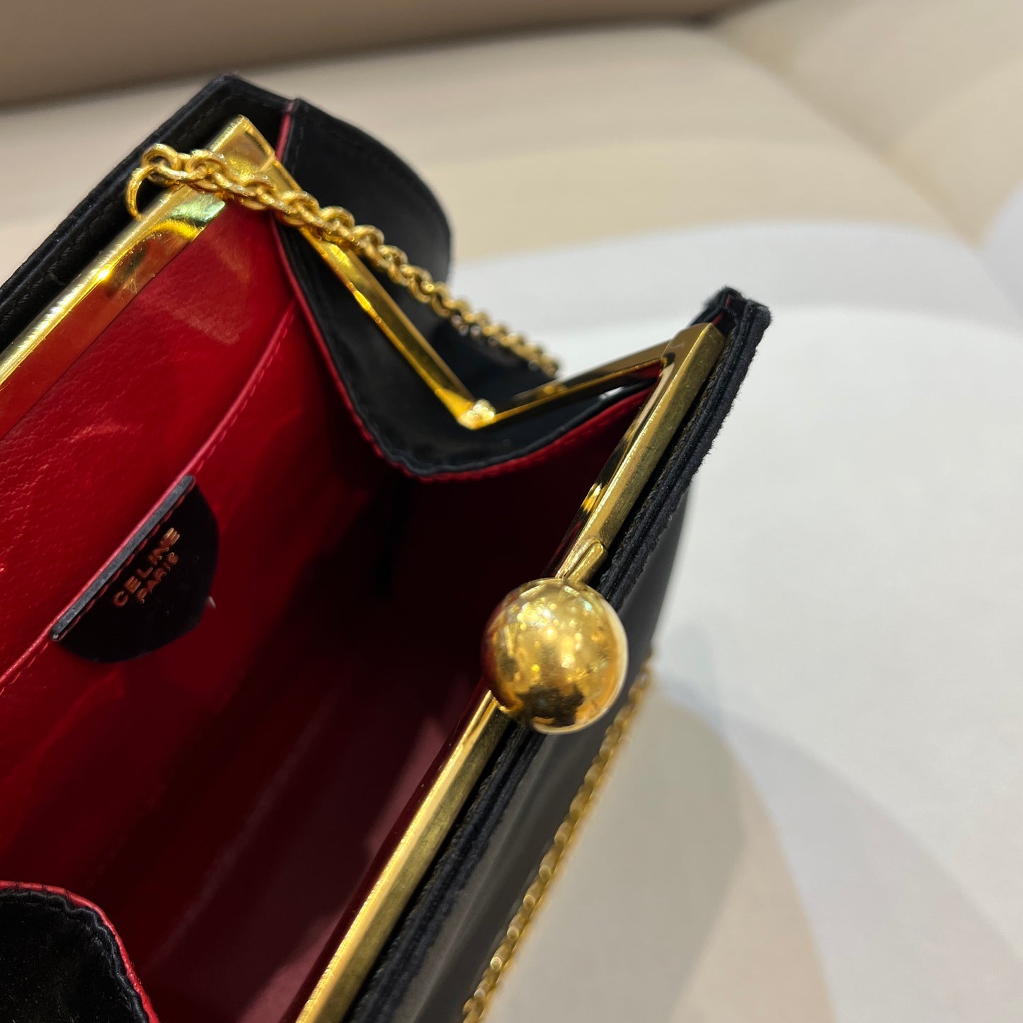 Celine Vintage 星球扣黑色染色單肩包