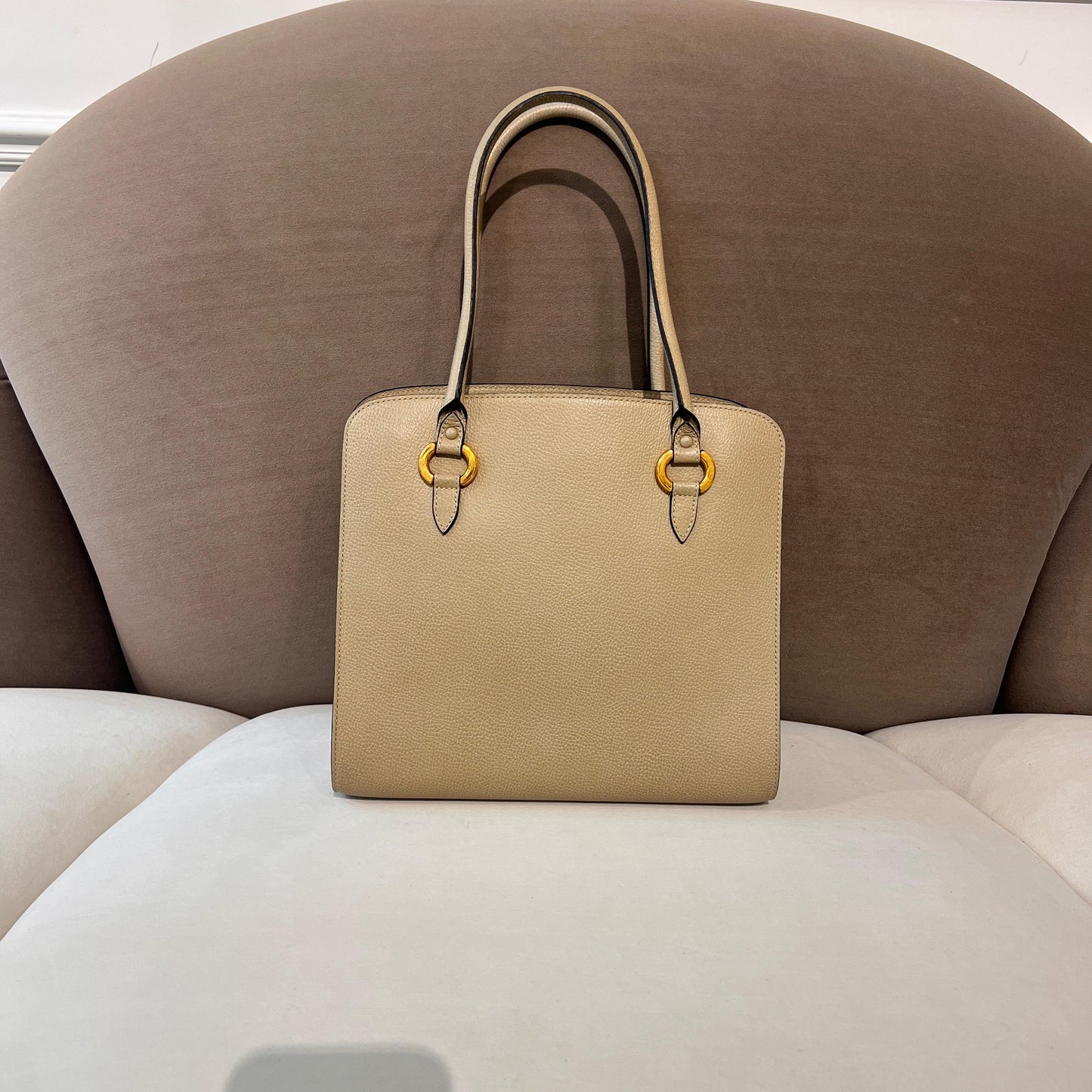Delvaux Vintage Beige Grain Leather Tall Tote Handbag