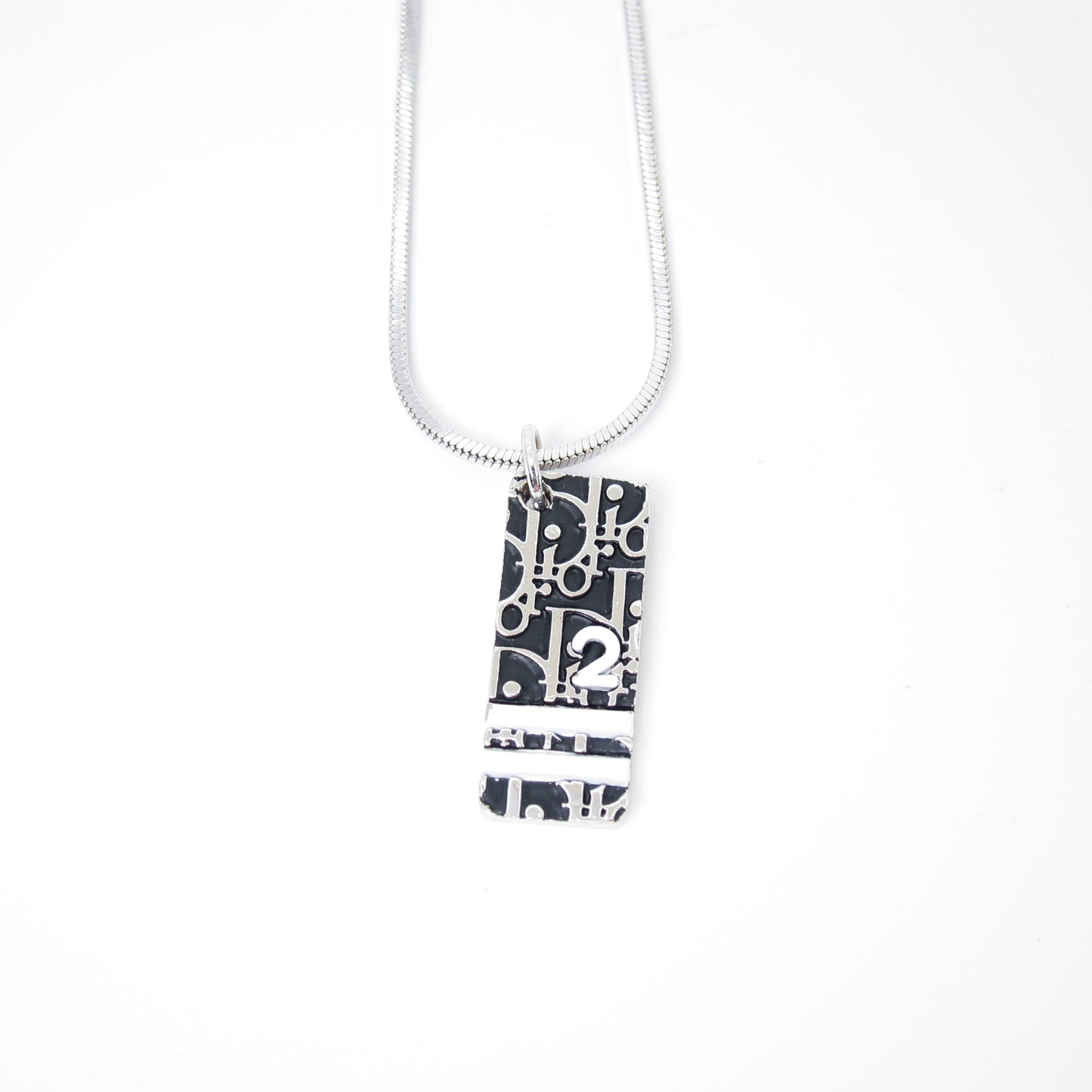 Christian Dior Vintage Black and Silver Trotter Silver Necklace