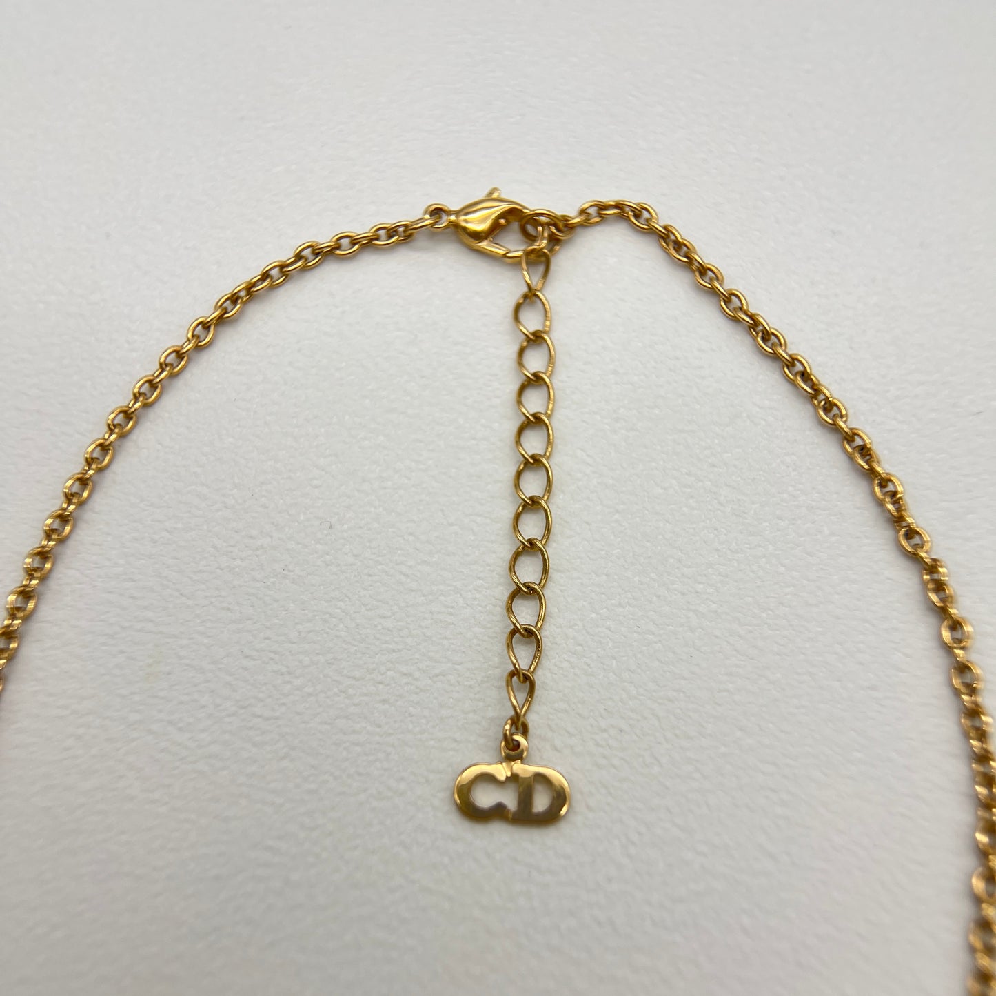Christian Dior Vintage CD Logo Pendant Golden Necklace