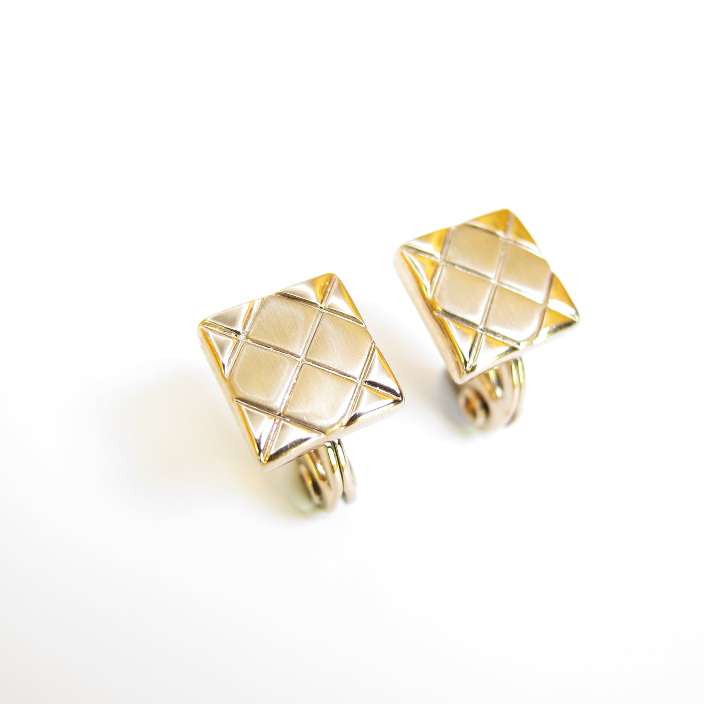 Monet Vintage Square Golden Clip-on Earring
