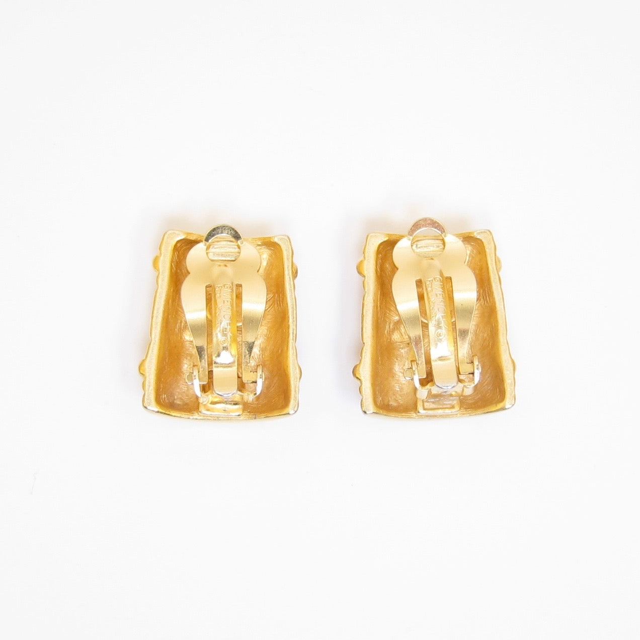 Givenchy Vintage Matte Gold and Purple Stone Clip-on Earrings