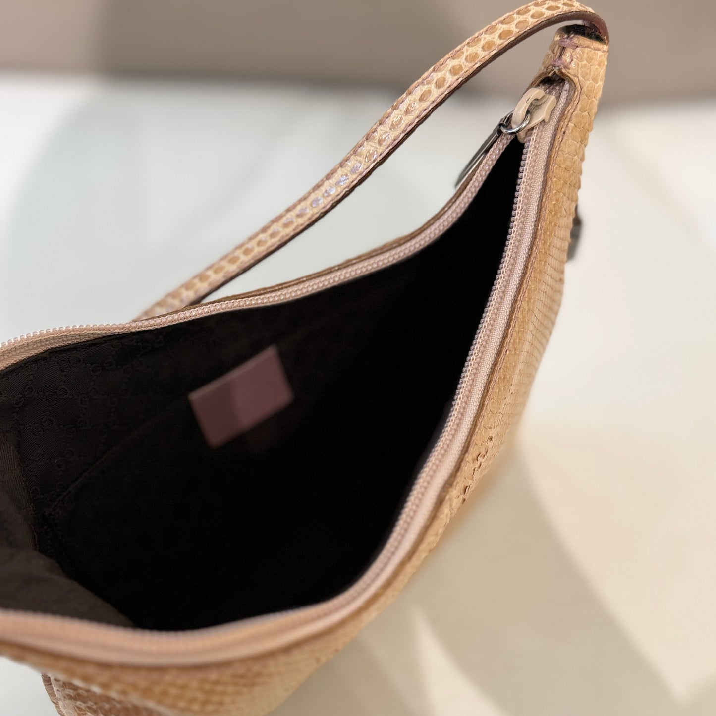 Gucci Tan Python Leather Hobo Shoulder Bag