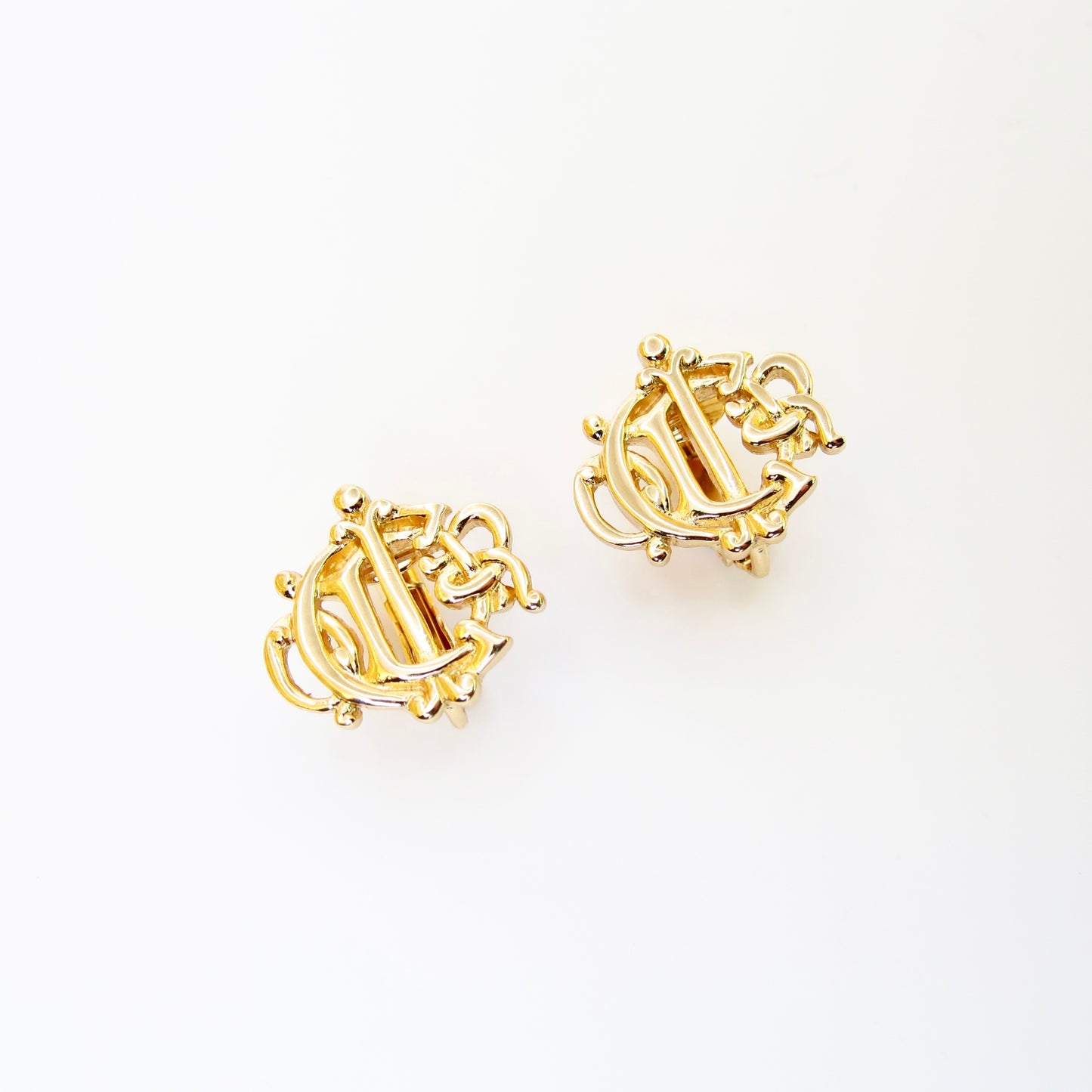 Christian Dior Vintage Dior Logo Golden Clip-on Earrings
