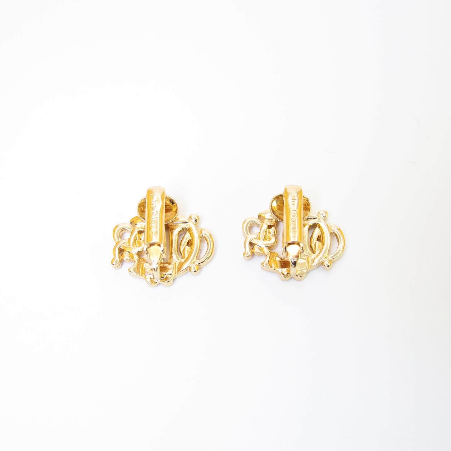 Christian Dior Vintage Dior Logo Golden Clip-on Earrings