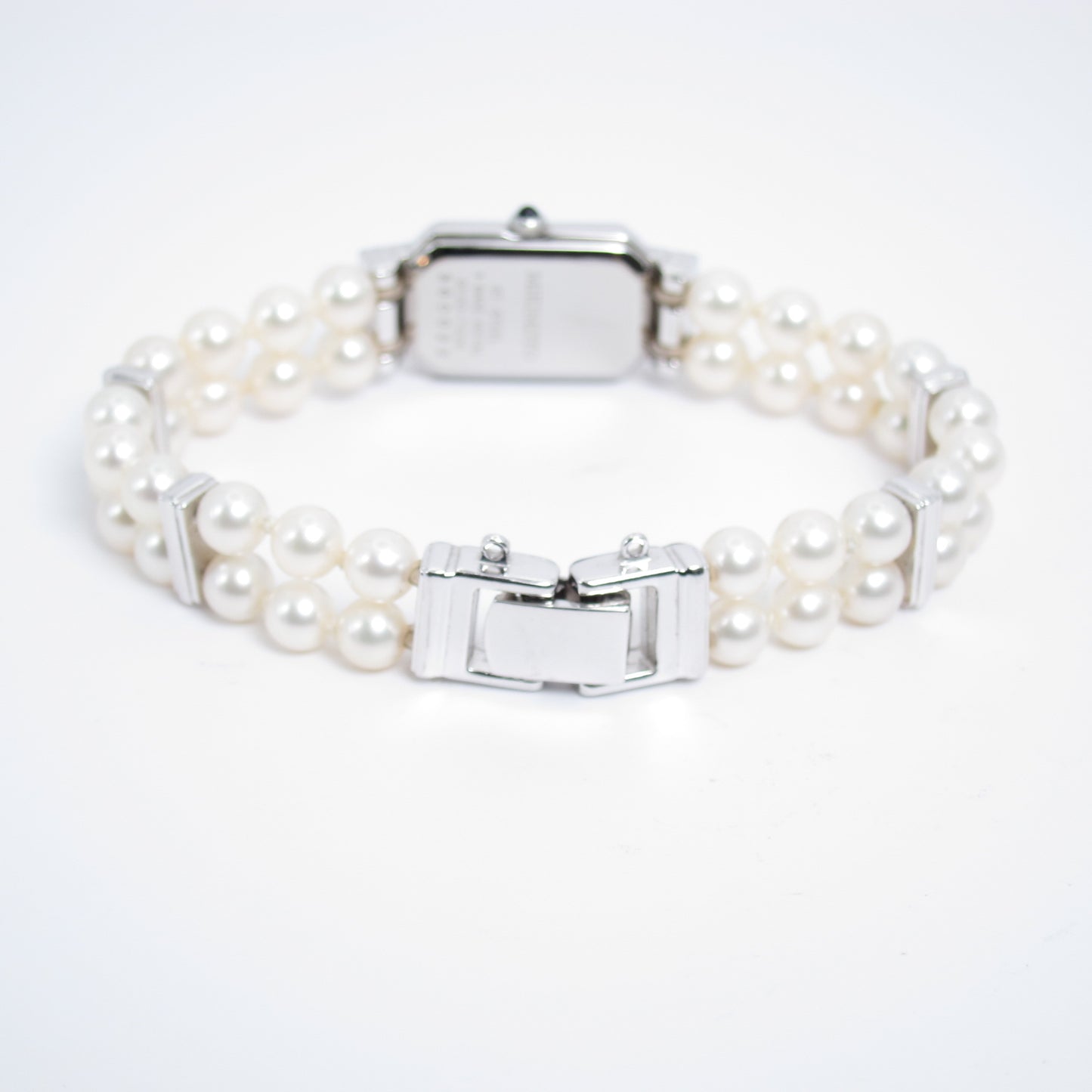 Mikimoto Vintage Rectangle Shell Pearl Face Silver Watch with Pearl Bracelet