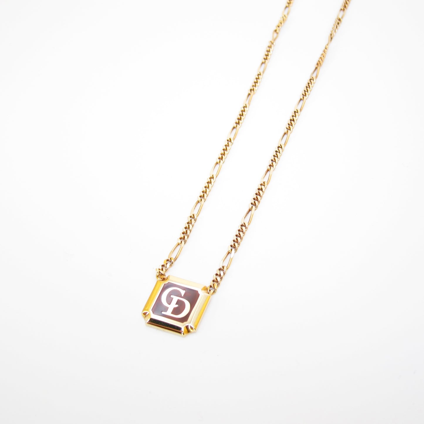 Christian Dior Vintage CD Logo in Amber and Golden Necklace