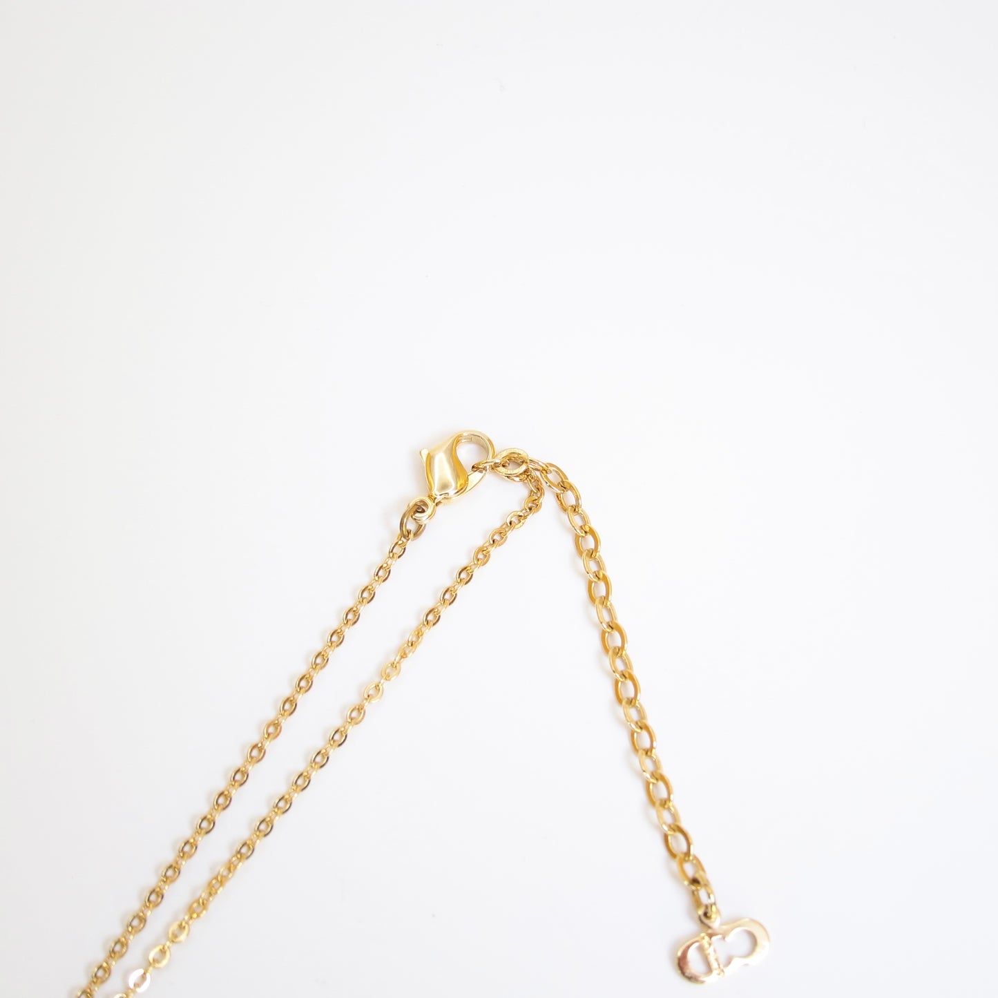 Christian Dior Vintage Dior Logo in Heart with Rhinestone Golden Necklace