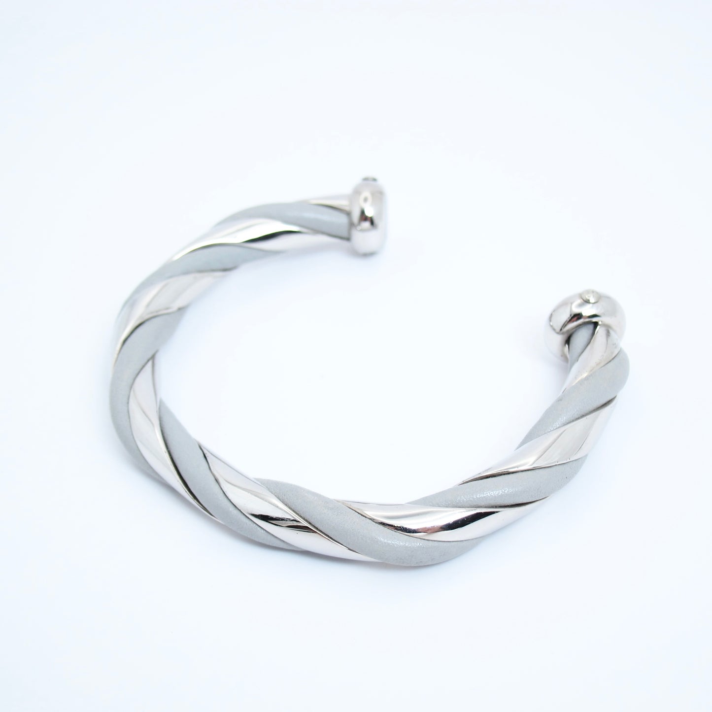 Hermes Vintage Twisted Grey and Silver Bangle