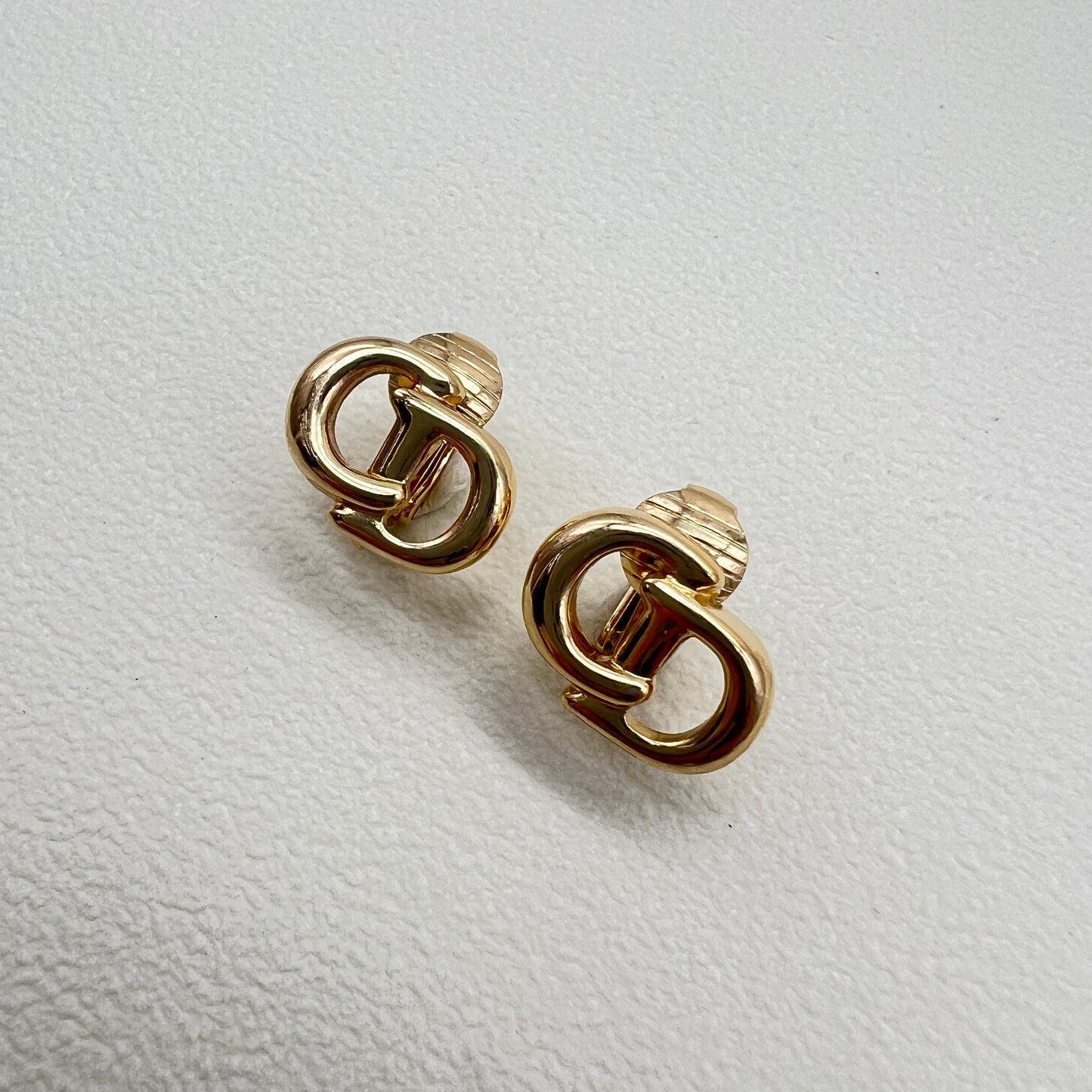 Christian Dior Vintage CD Logo Golden Clip-on Earrings