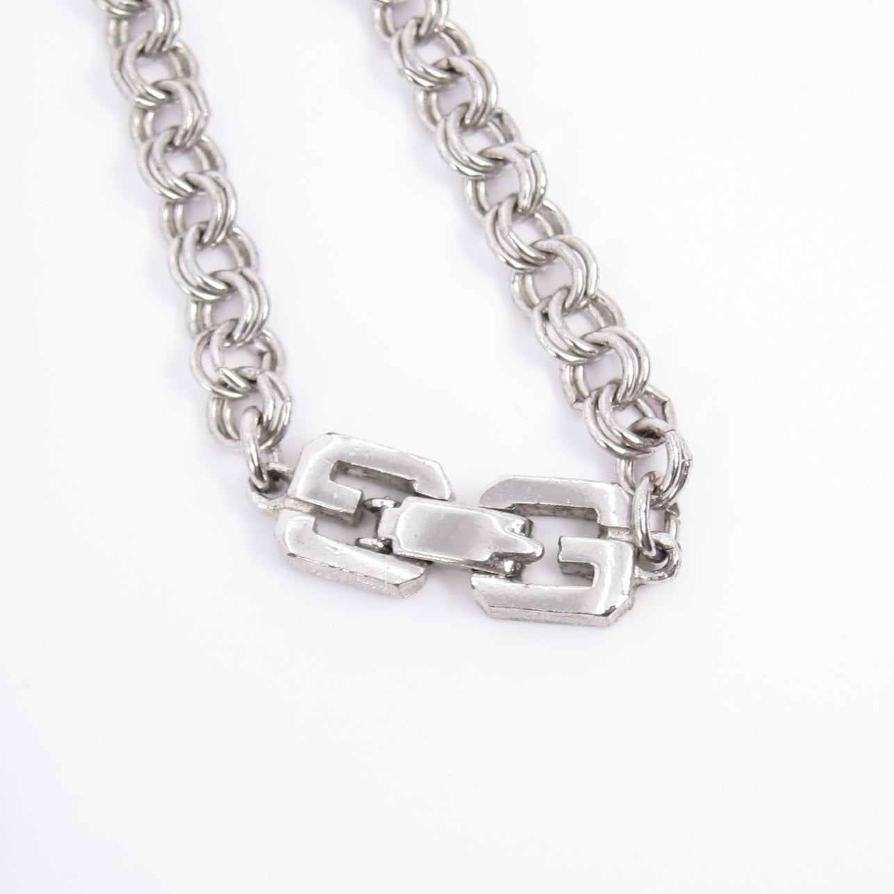Givenchy Vintage GG Logo Silver Long Necklace