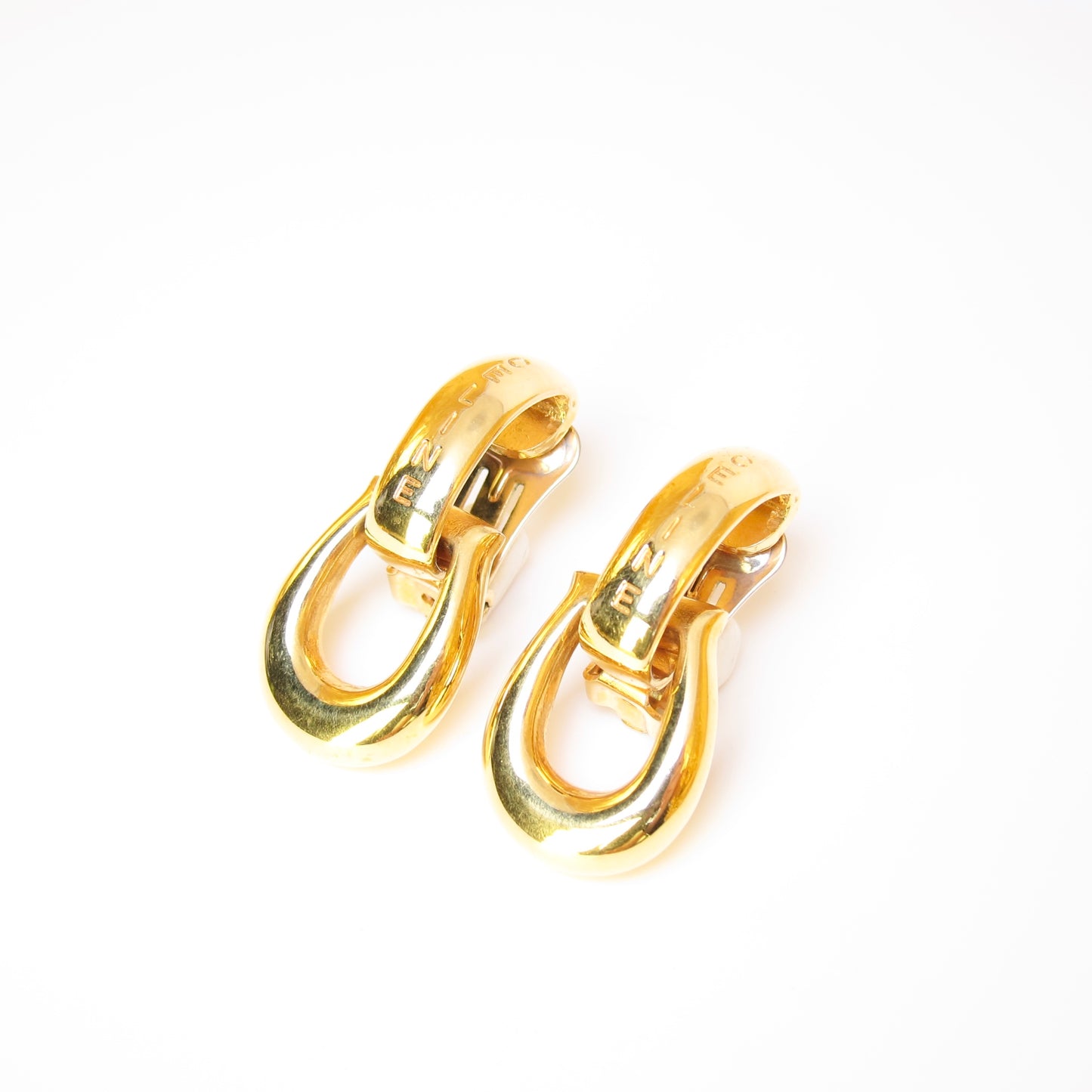 Celine Vintage Celine Logo 2-way Usage Golden Clip-on Earrings
