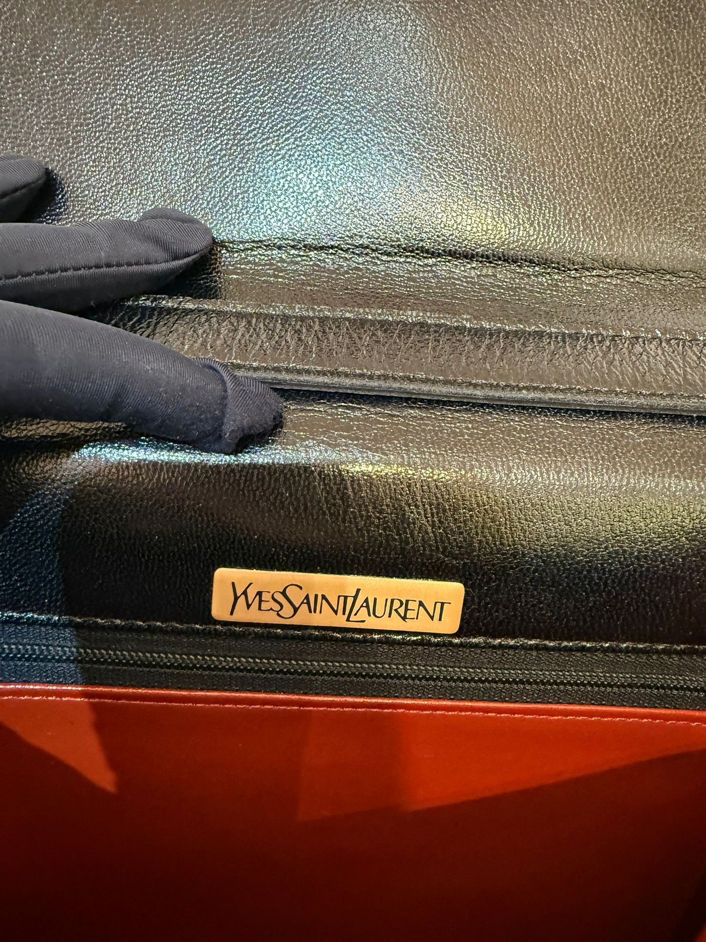 Yves Saint Laurent Vintage Black Leather Flap Shoulder Bag