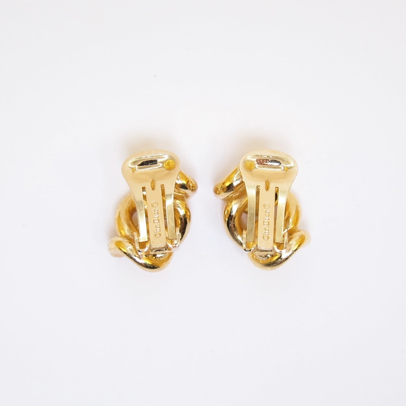 Christian Dior Vintage Golden Chain Link Clip-on Earrings