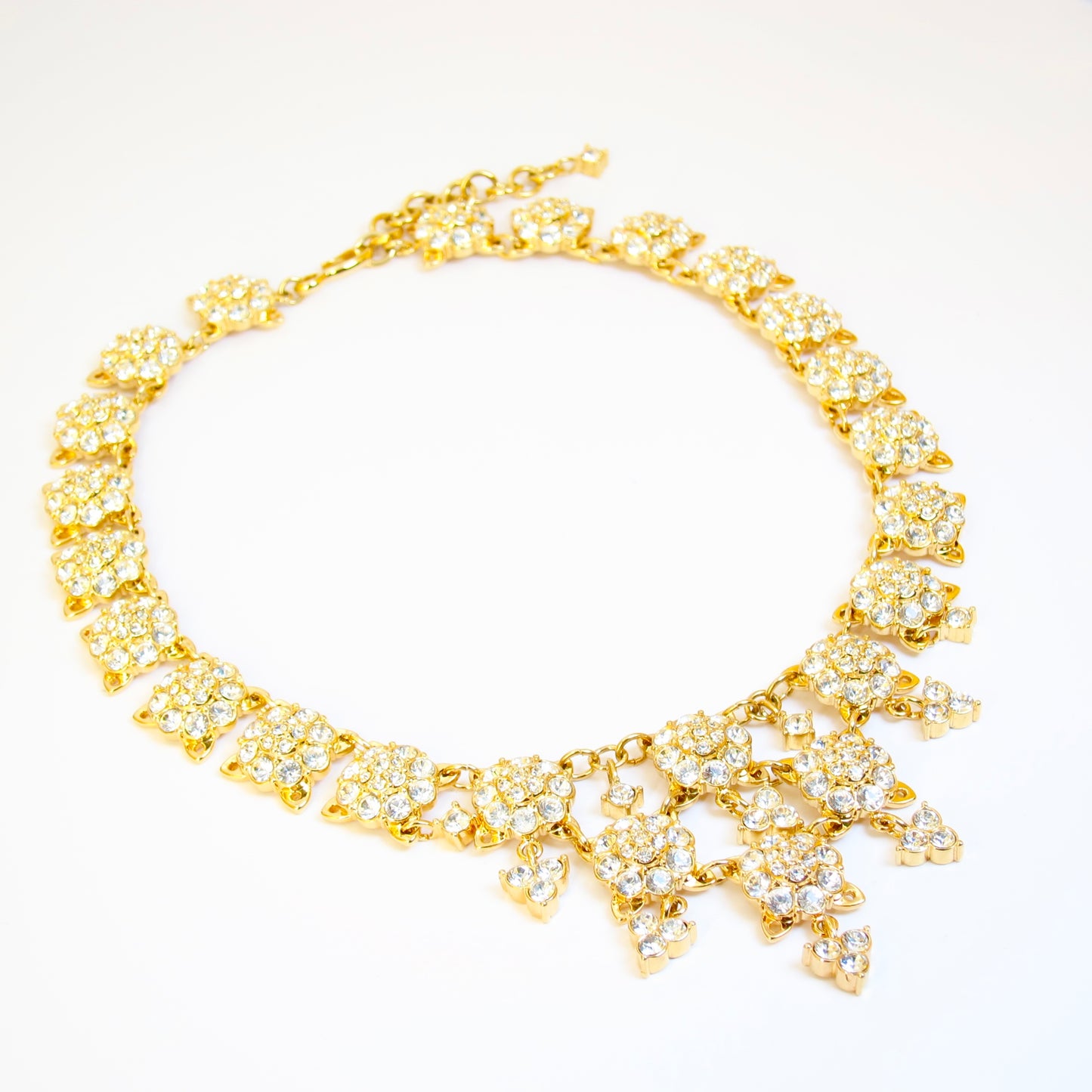 Monet Vintage Rhinestone Golden Necklace