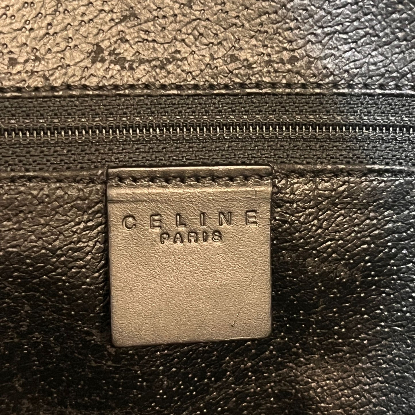 Celine Vintage Macadam Black Coated Canvas Leather Trim Tote Bag