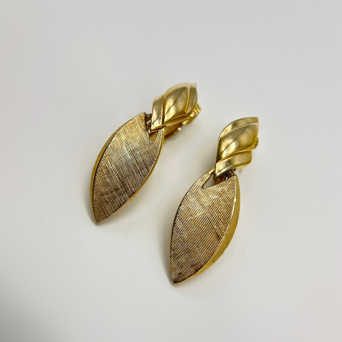 Givenchy Vintage Leaf Shape Dangling Golden Clip-on Earrings