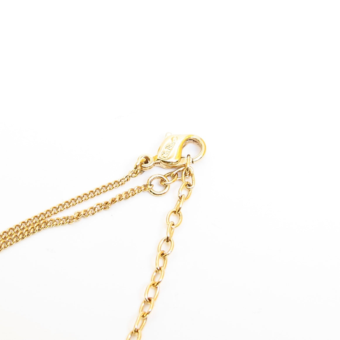 Christian Dior Vintage CD Logo and Rhinestone Golden Necklace