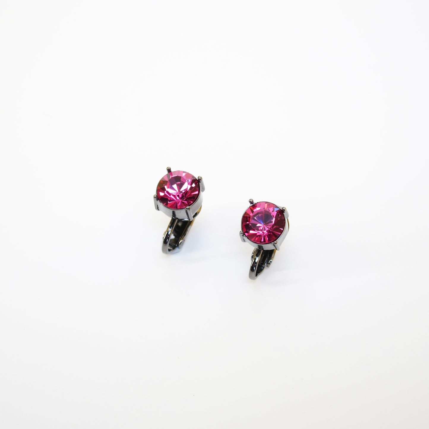 Givenchy Vintage Round Shape Amethyst Stone Space Grey Clip-on Earrings