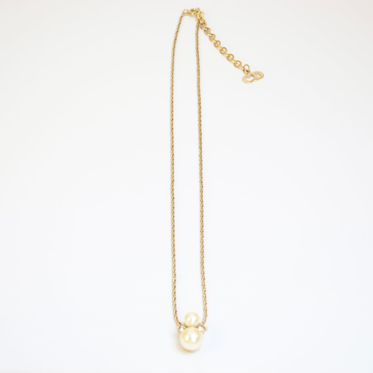 Christian Dior Vintage Pearl and Rhinestone Golden Necklace