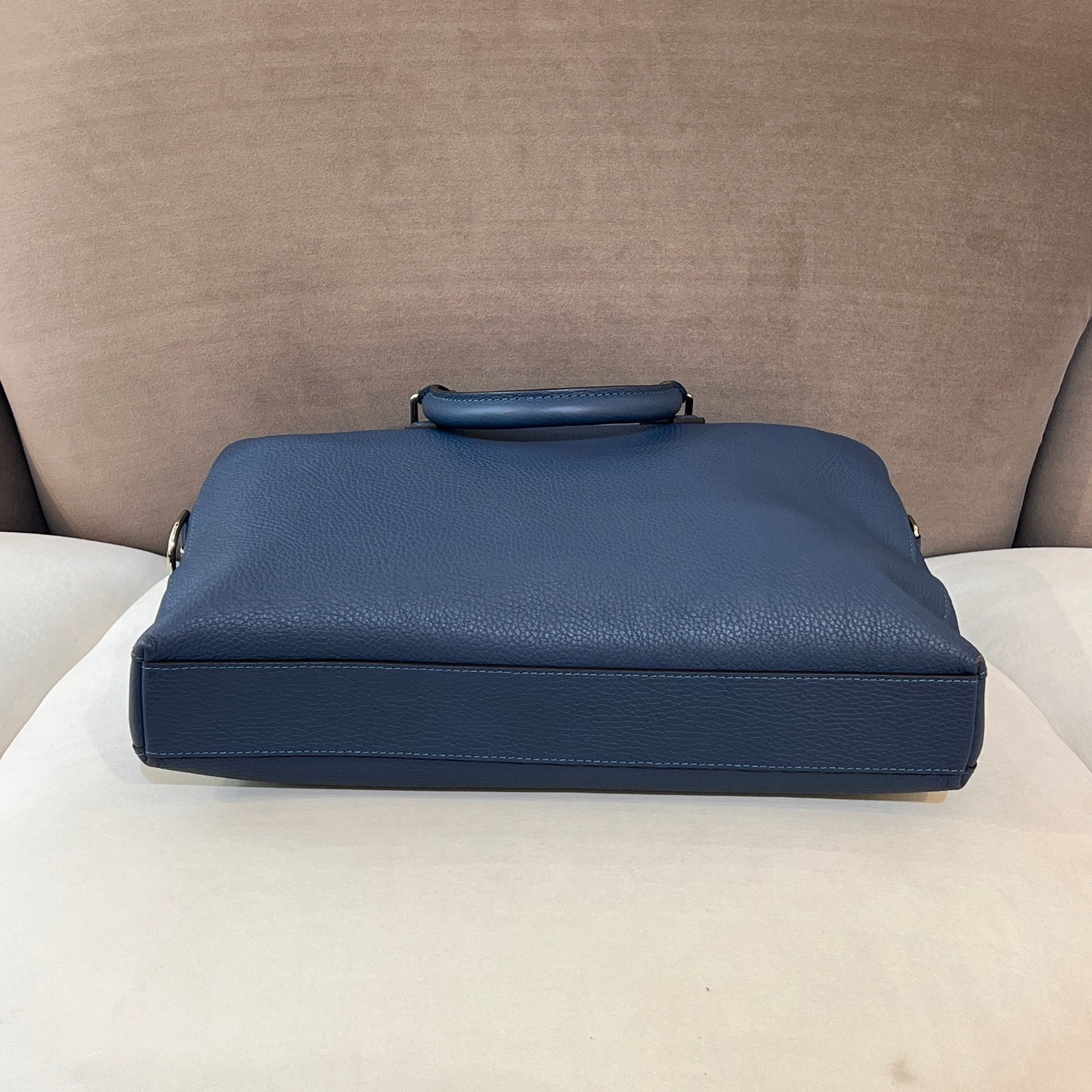 Louis Vuitton Vintage Blue Grained Leather Structured Briefcase Shoulder Bag