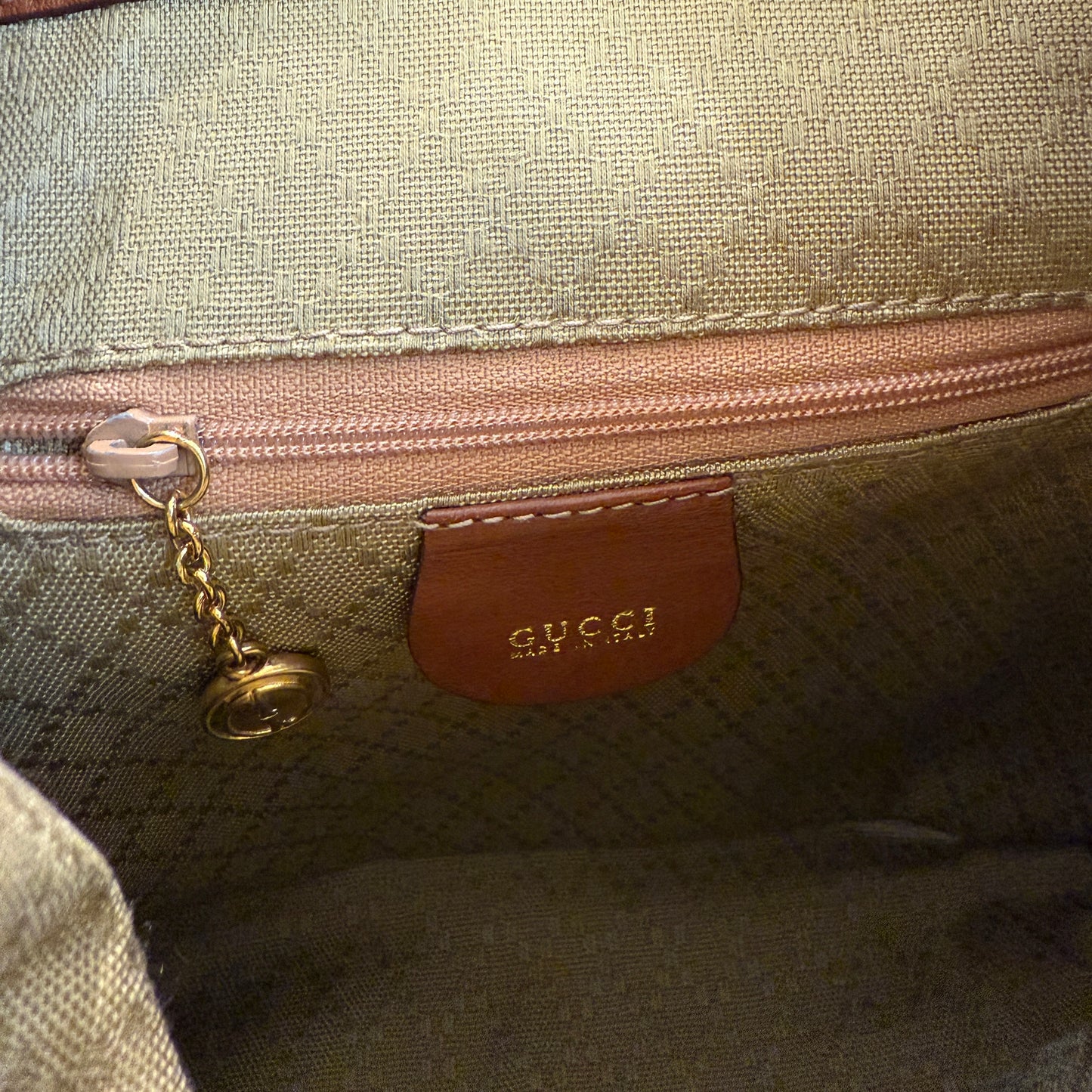 Gucci Vintage Mini Bamboo Tan Leather Backpack With Front Pocket