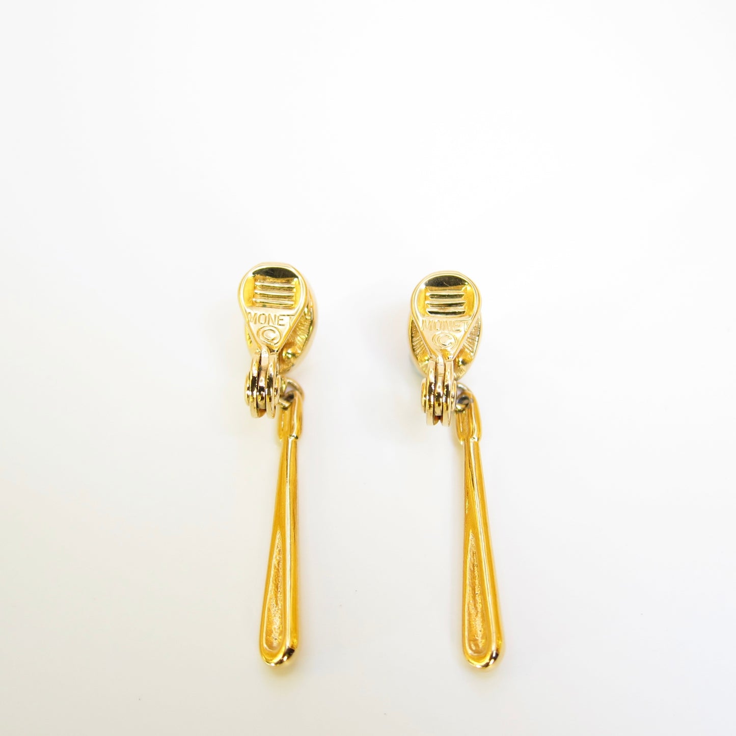Monet Vintage Stylish Dangling Golden Clip-on Earrings