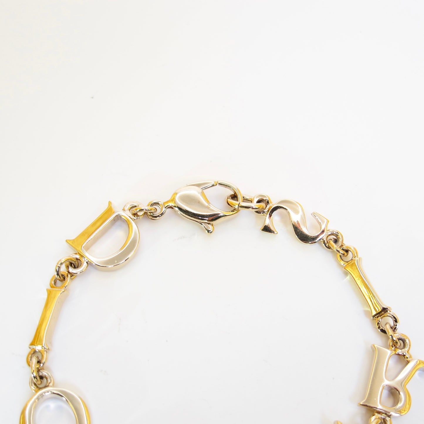 Christian Dior Vintage Dior Paris Letter Charm Golden Bracelet