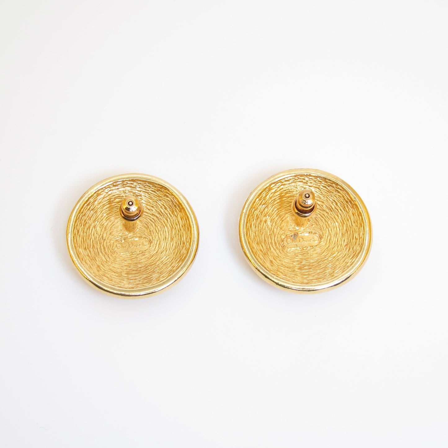 Christian Dior Vintage CD Logo on Round Shape Golden Earrings