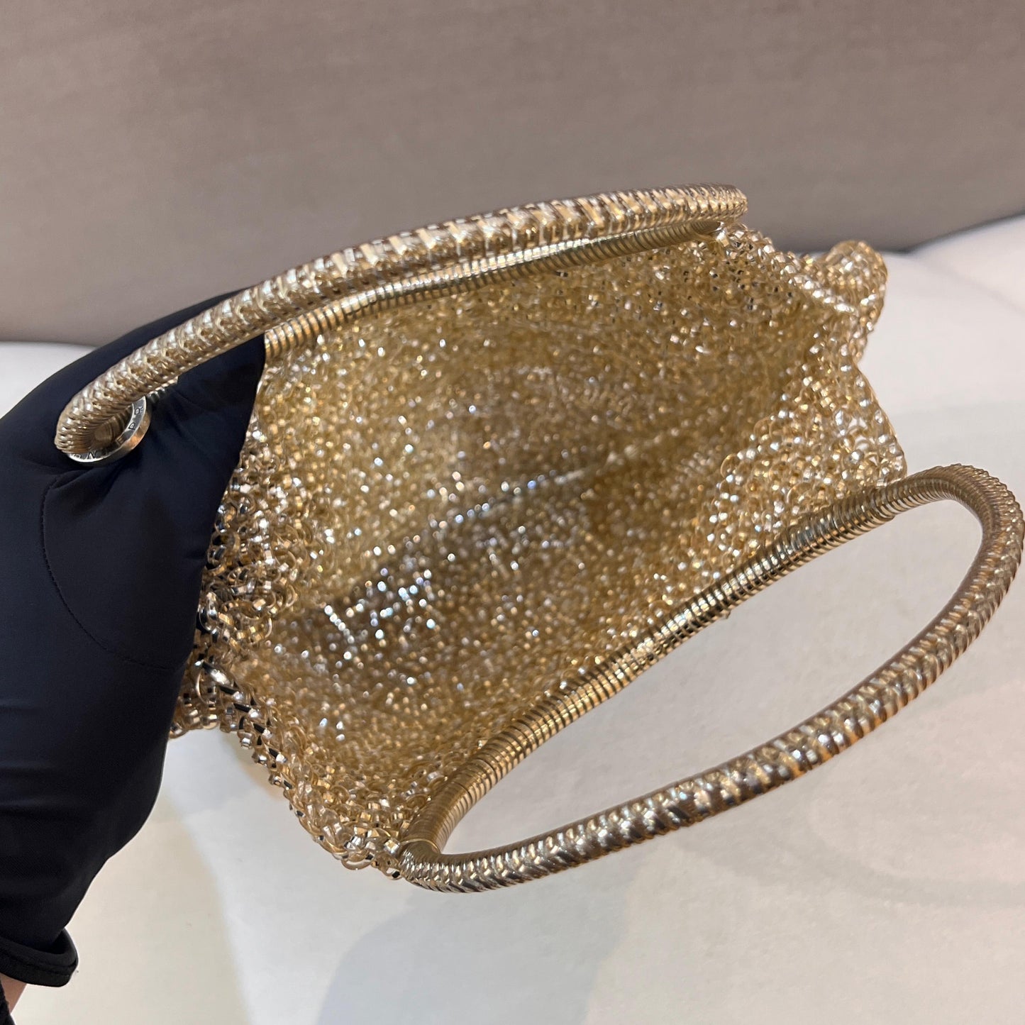 Anteprima Vintage Golden Wire Knit Round Handle Handbag
