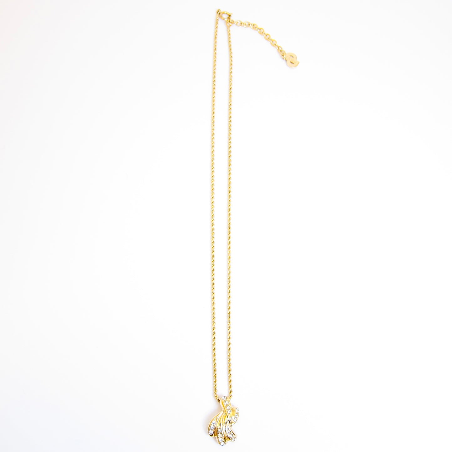 Christian Dior Vintage Stylish Rhinestone Golden Necklace