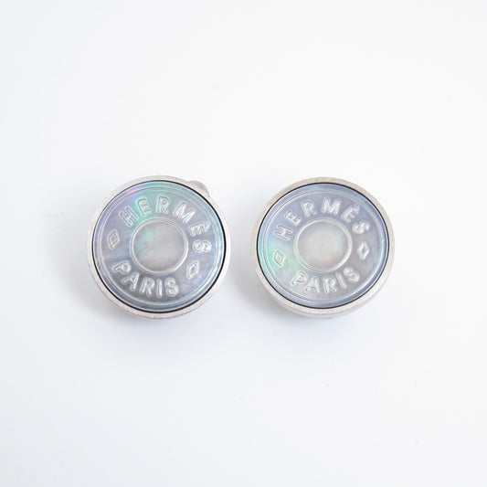 Hermes Vintage Serie Shell Face Silver Clip-on Earrings