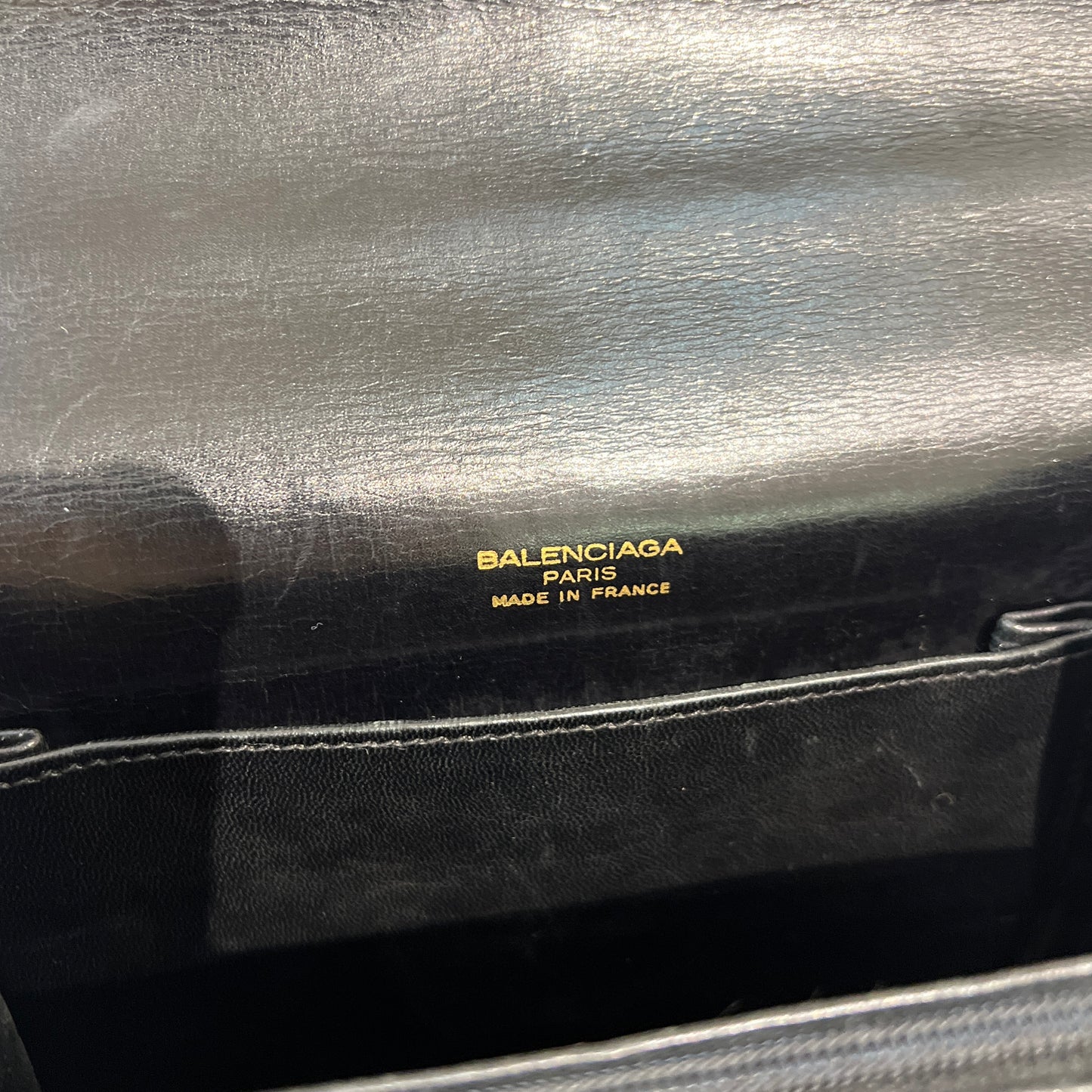 Balenciaga Vintage Golden BB Logo Buckle Black Leather Shoulder Bag