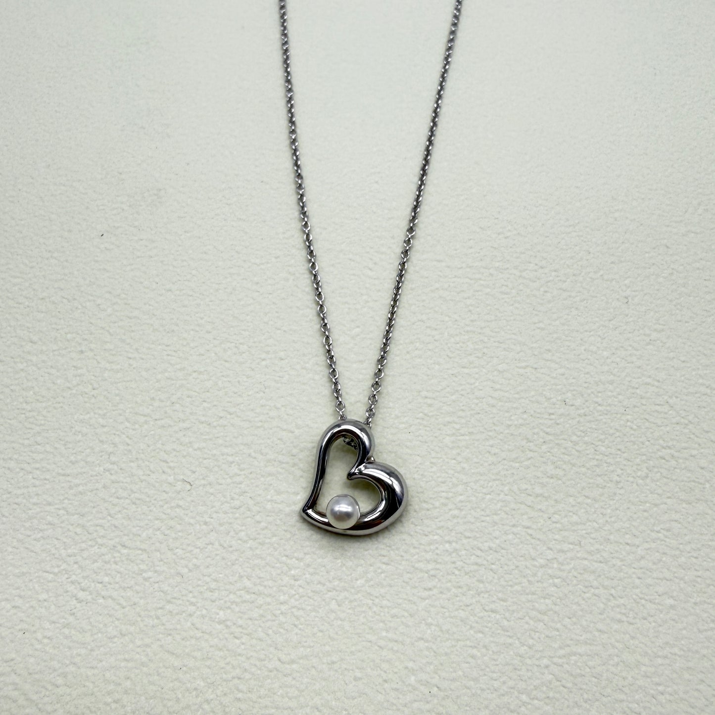Tasaki Vintage Freshwater Pearl in Heart Silver Necklace