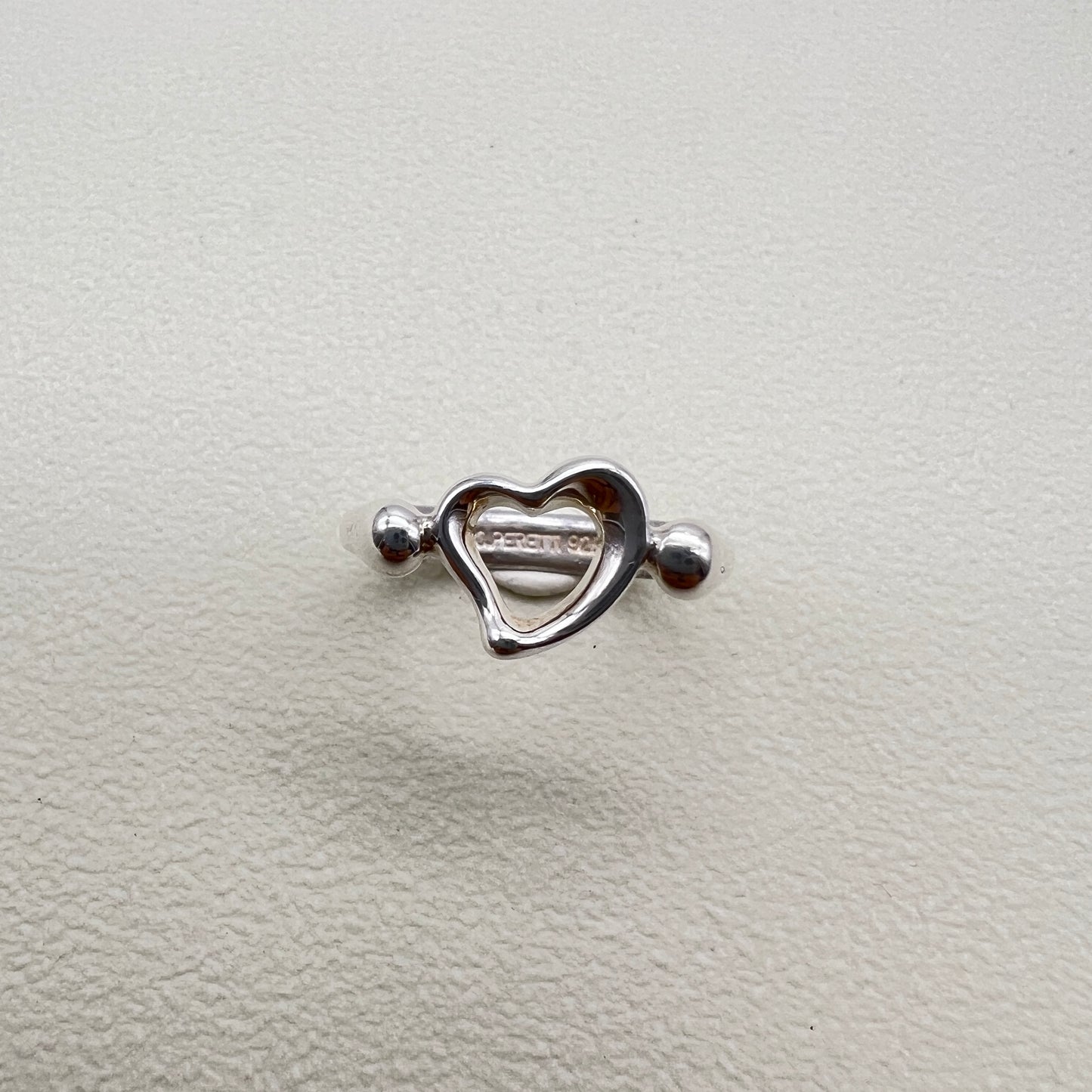 Tiffany Vintage Open Heart 925 Silver Ring #12