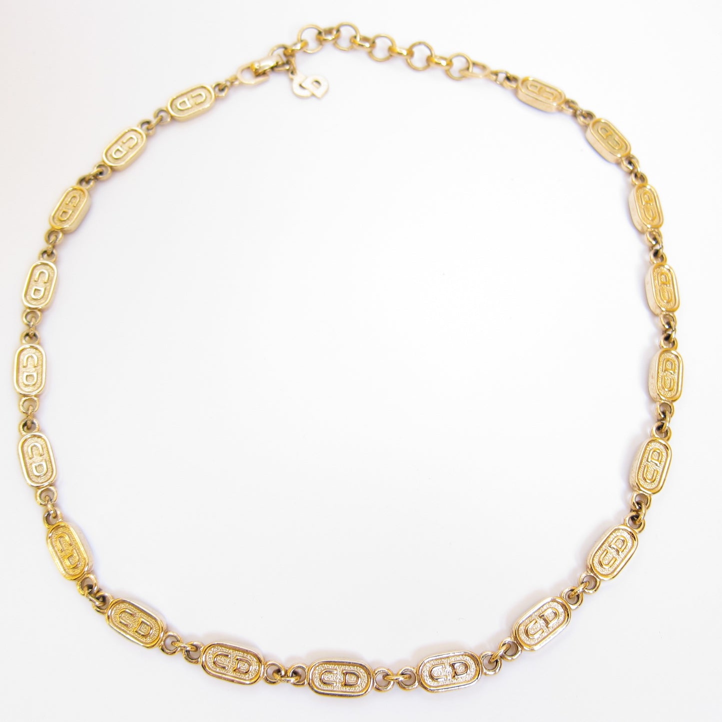 Christian Dior Vintage CD Logo Motif Golden Necklace