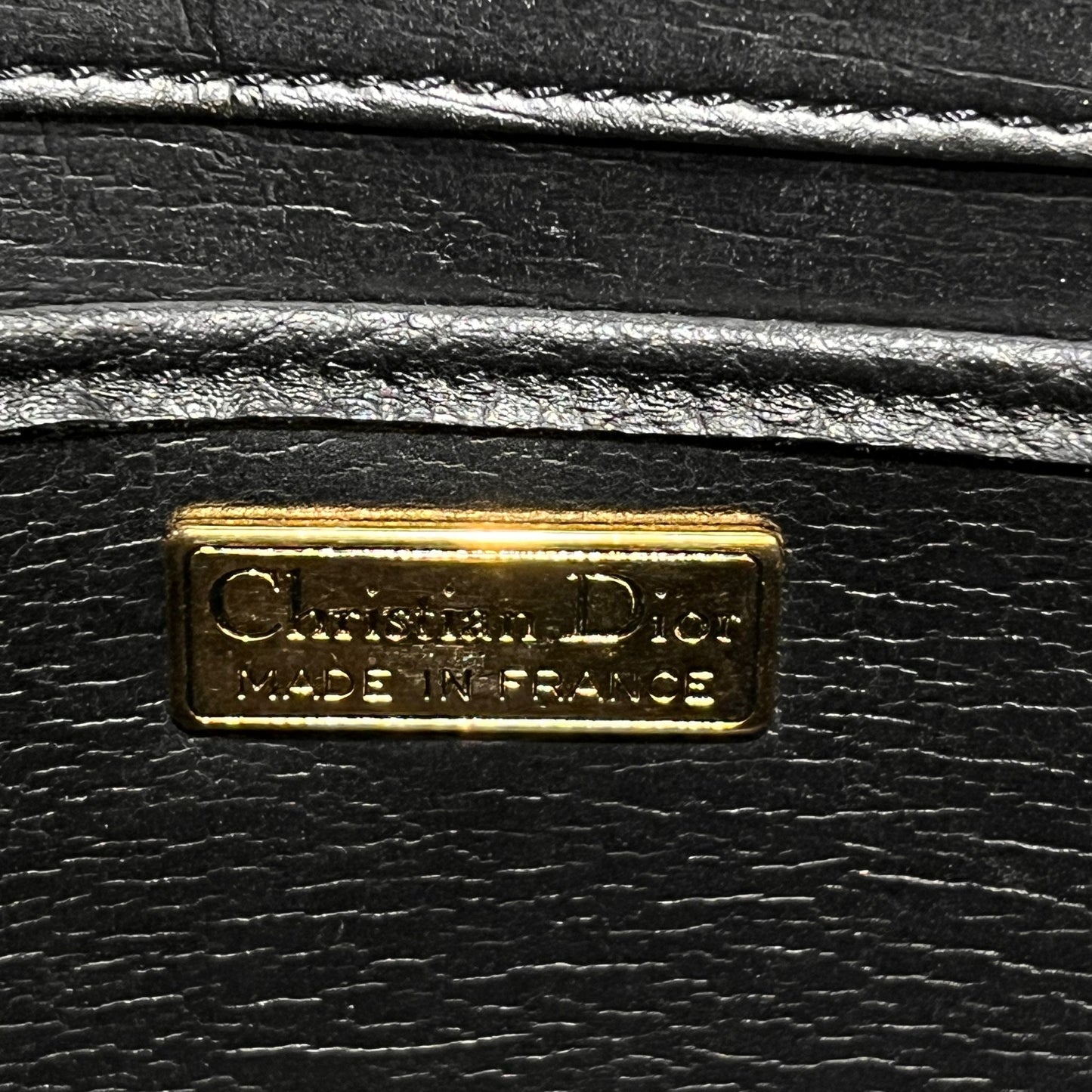 Christian Dior Vintage Black Leather Shoulder Bag With Gold-Tone Heritage Clasp