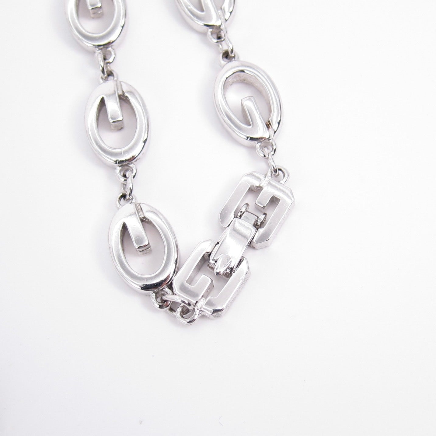 Givenchy Vintage G Logo Silver Long Necklace
