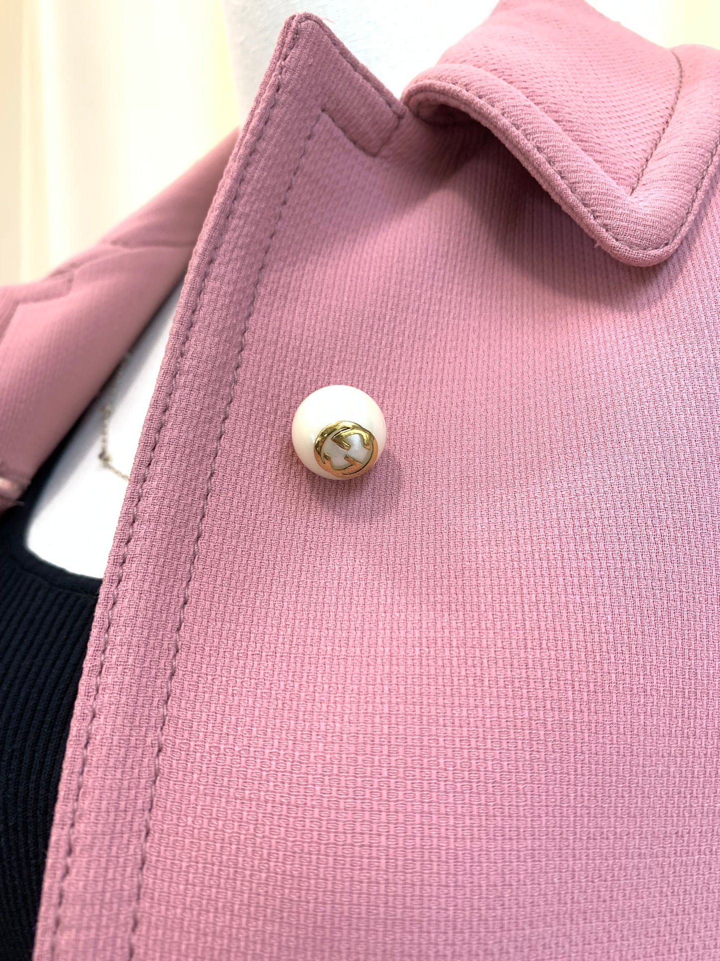 Gucci Dusty Pink Cropped Jacket With Pearl Gg Buttons